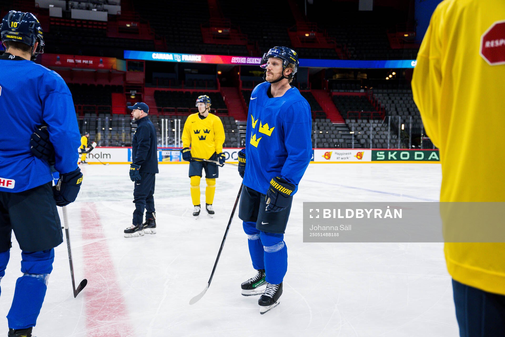 Jonas Brodin of Sweden at a practice session