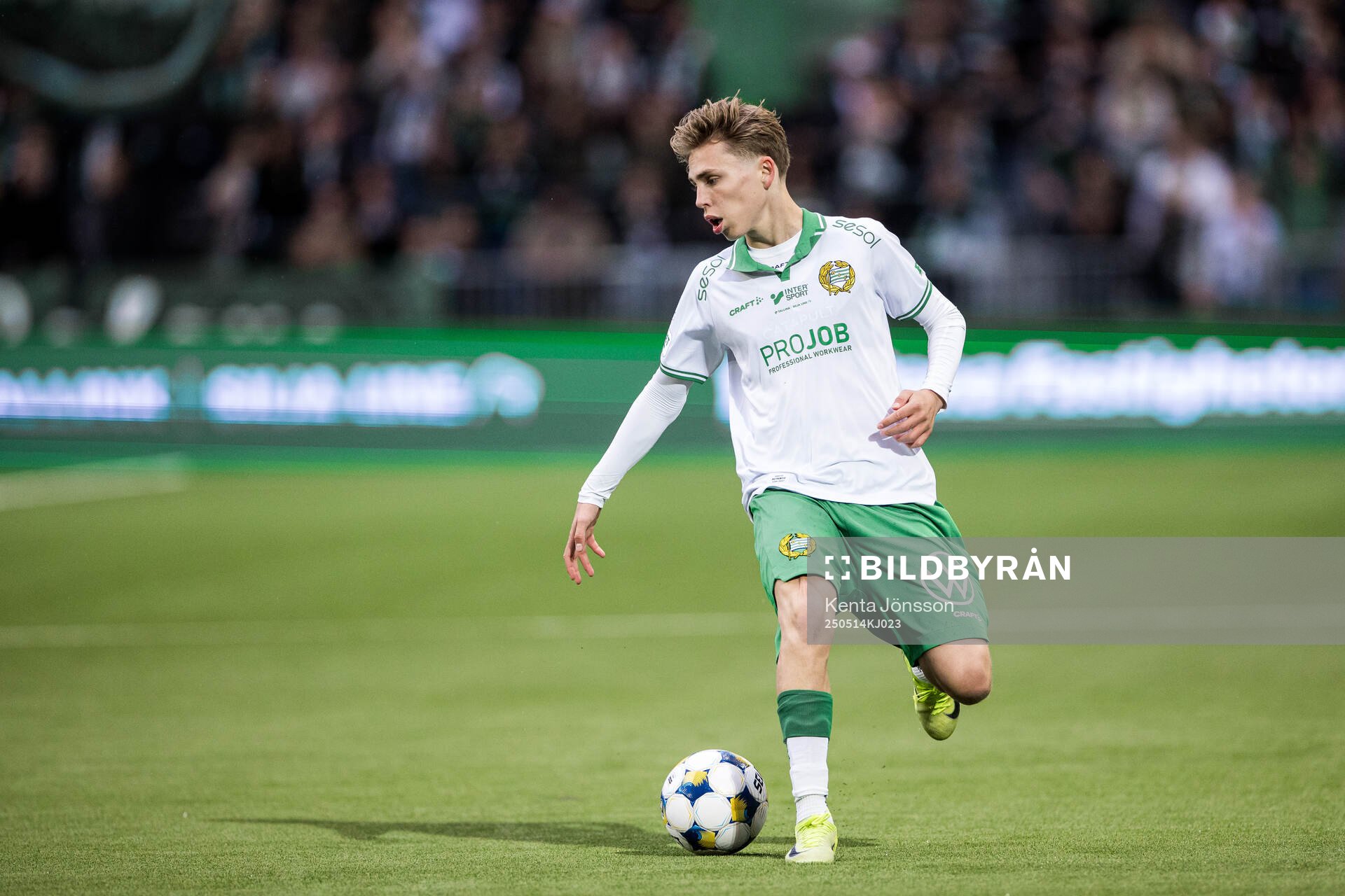 Hammarbys Wilson Lindberg Uhrström under fotbollsmatchen i Allsvenskan mellan Hammarby och Sirius den 14 maj 2025 i Stockholm. 