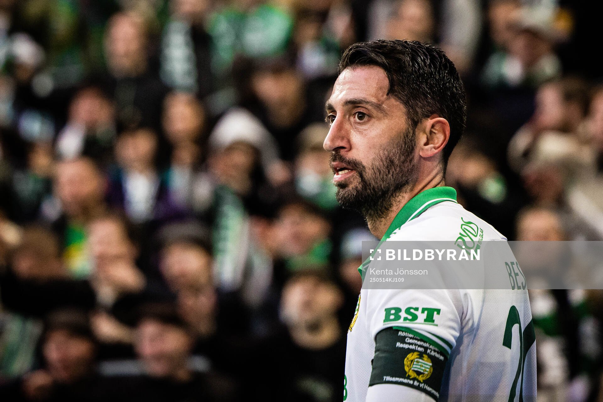 Hammarbys Nahir Besara under fotbollsmatchen i Allsvenskan mellan Hammarby och Sirius den 14 maj 2025 i Stockholm. 