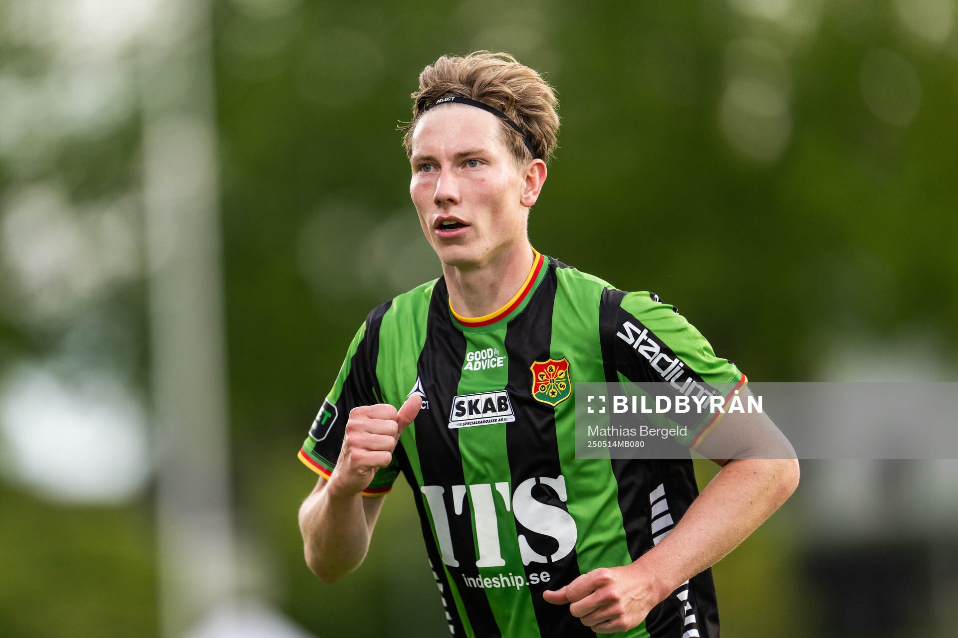 GAIS Robin Frej under fotbollsmatchen i Allsvenskan mellan Halmstad och GAIS den 14 maj 2025 i Halmstad. 
