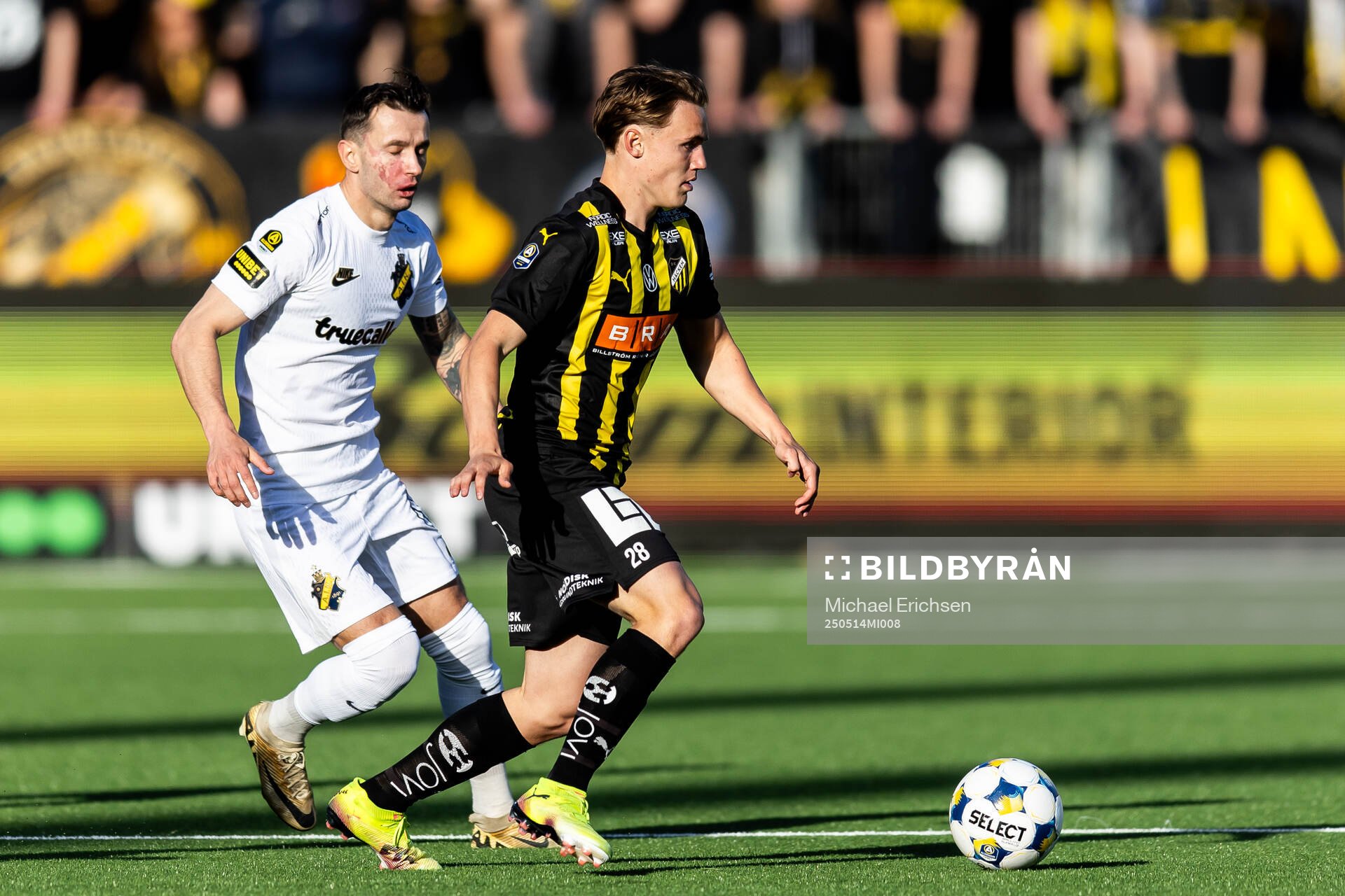 Häckens Filip Öhman under fotbollsmatchen i Allsvenskan mellan Häcken och AIK den 14 maj 2025 i Göteborg. 