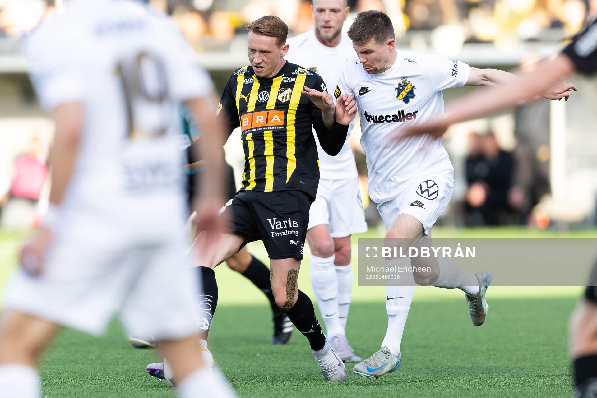Häckens Julius Lindberg under fotbollsmatchen i Allsvenskan mellan Häcken och AIK den 14 maj 2025 i Göteborg. 