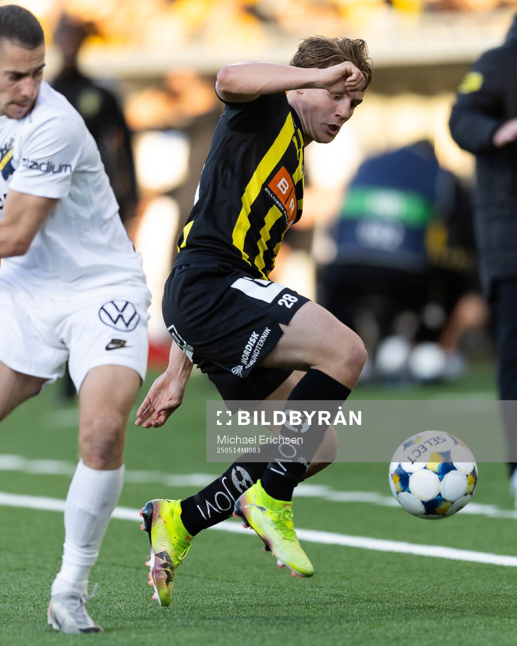 Häckens Filip Öhman under fotbollsmatchen i Allsvenskan mellan Häcken och AIK den 14 maj 2025 i Göteborg. 