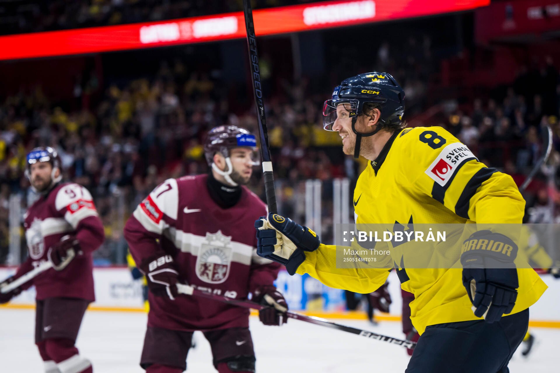 Jonas Brodin of Sweden celebrates
