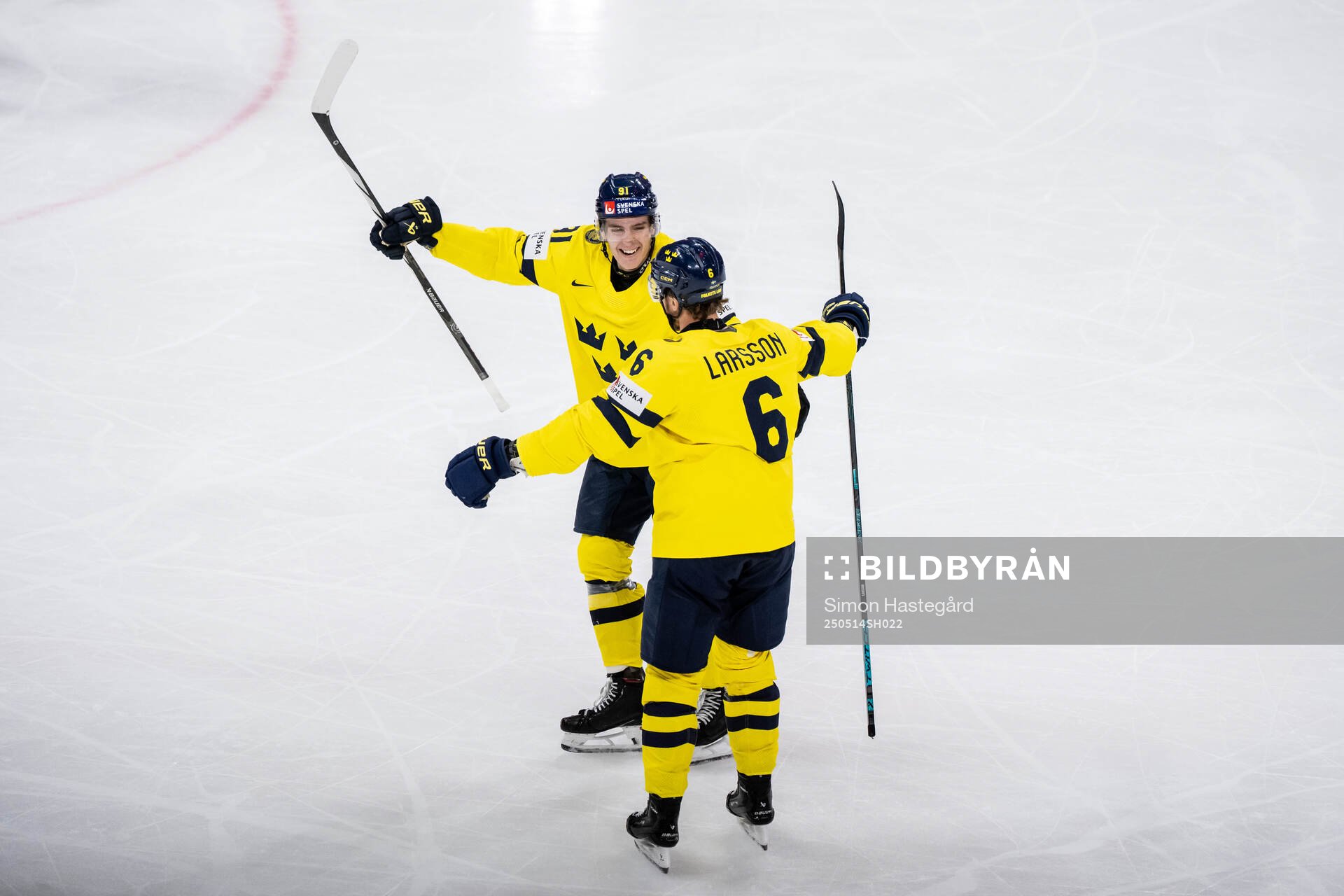 Leo Carlsson and Adam Larsson of Sweden celebrate