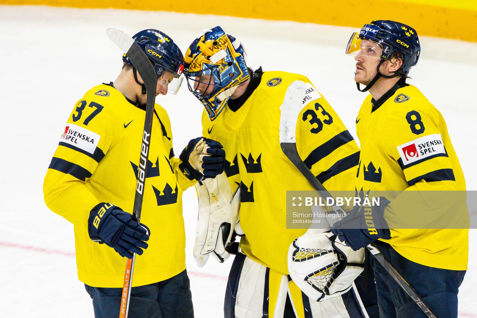 Isac Lundeström and Jonas Brodin of Sweden celebrate with