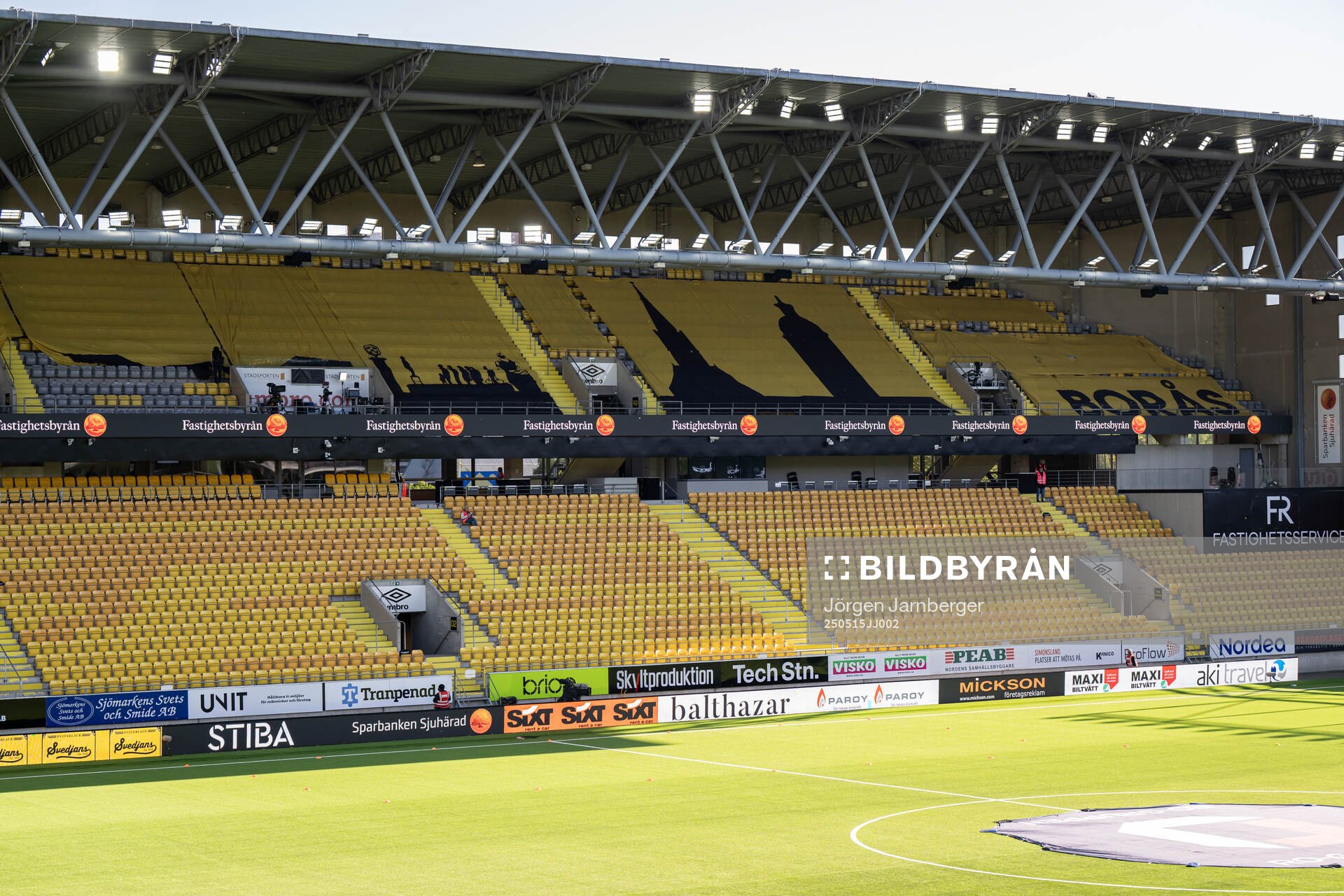 Borås Arena läktare inför fotbollsmatchen i Allsvenskan mellan Elfsborg och Brommapojkarna den 15 maj 2025 i Borås. 