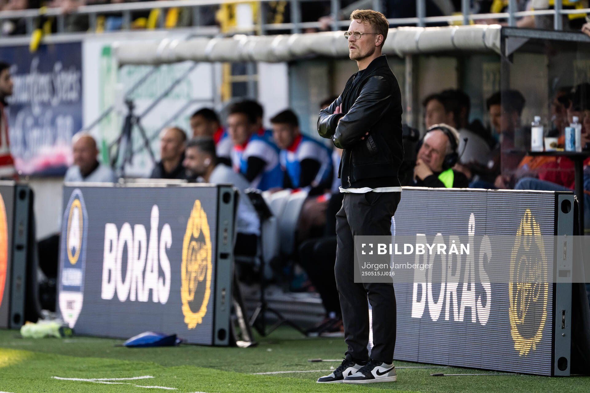 Elfsborgs tränare Oscar Hiljemark under fotbollsmatchen i Allsvenskan mellan Elfsborg och Brommapojkarna den 15 maj 2025 i Borås.