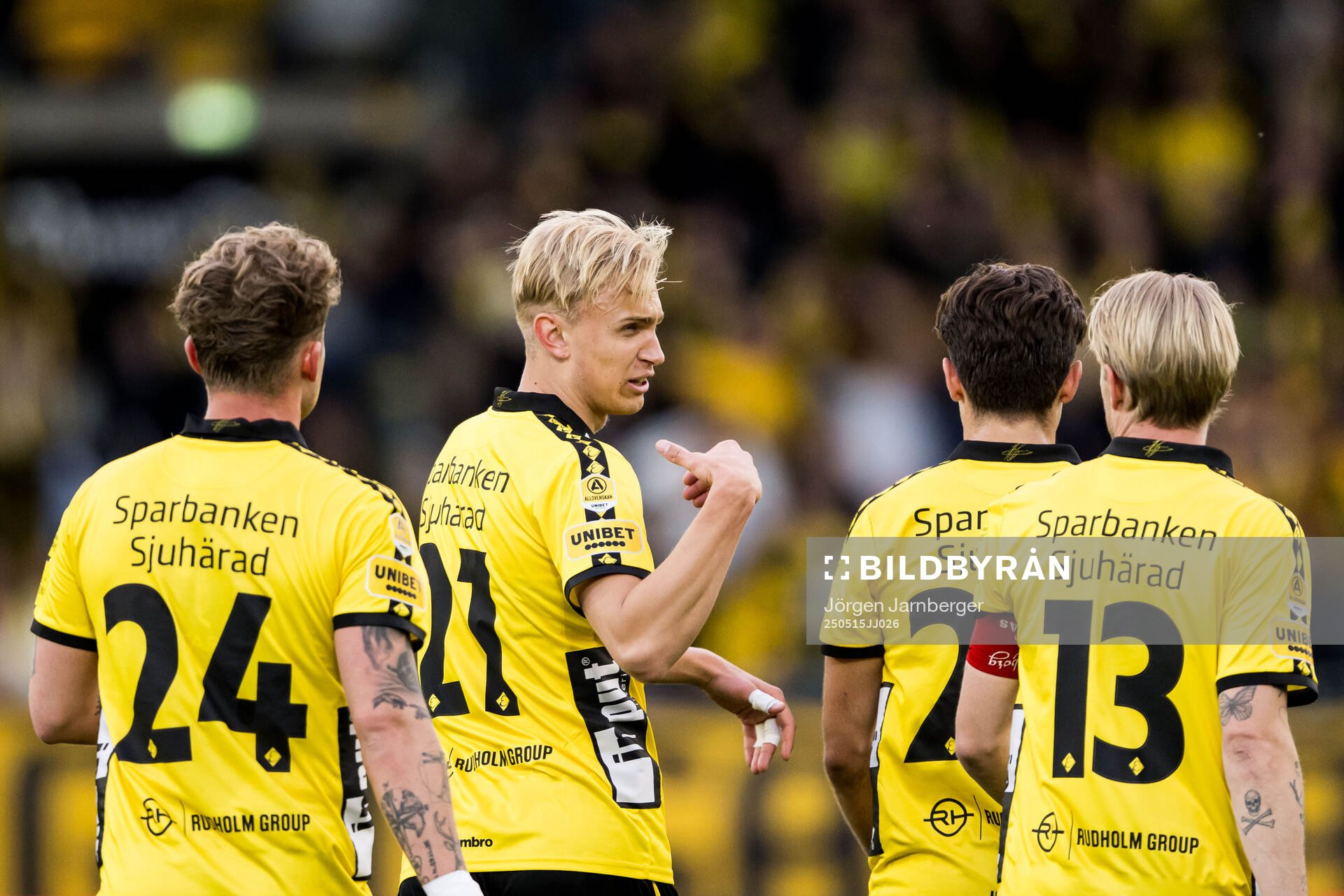 Elfsborgs Leo Östman jublar efter 3-2 målet under fotbollsmatchen i Allsvenskan mellan Elfsborg och Brommapojkarna den 15 maj 2025 i Borås.
