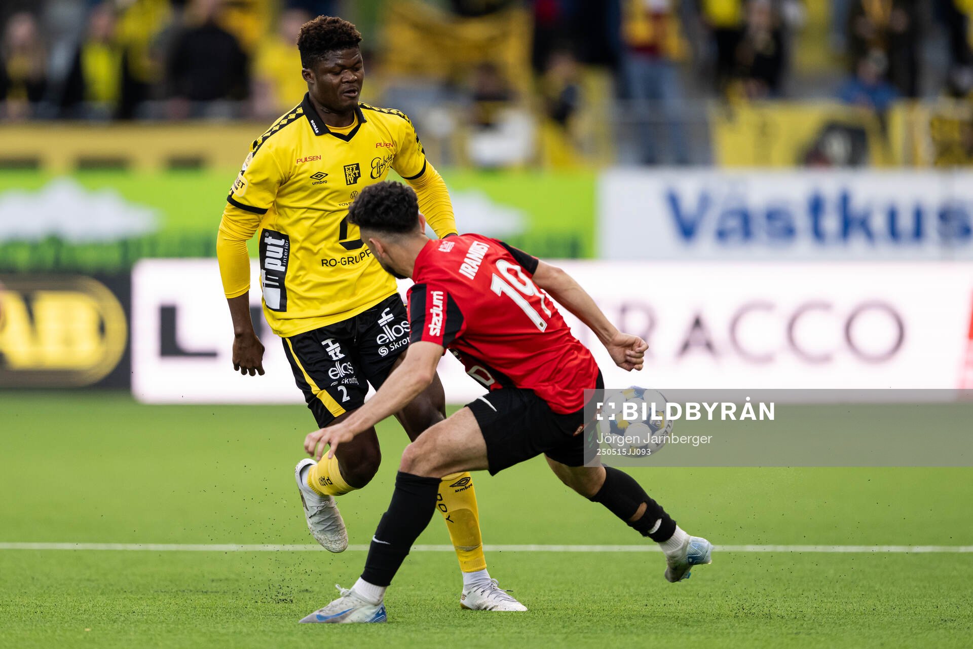 Elfsborgs Terry Yegbe under fotbollsmatchen i Allsvenskan mellan Elfsborg och Brommapojkarna den 15 maj 2025 i Borås. 