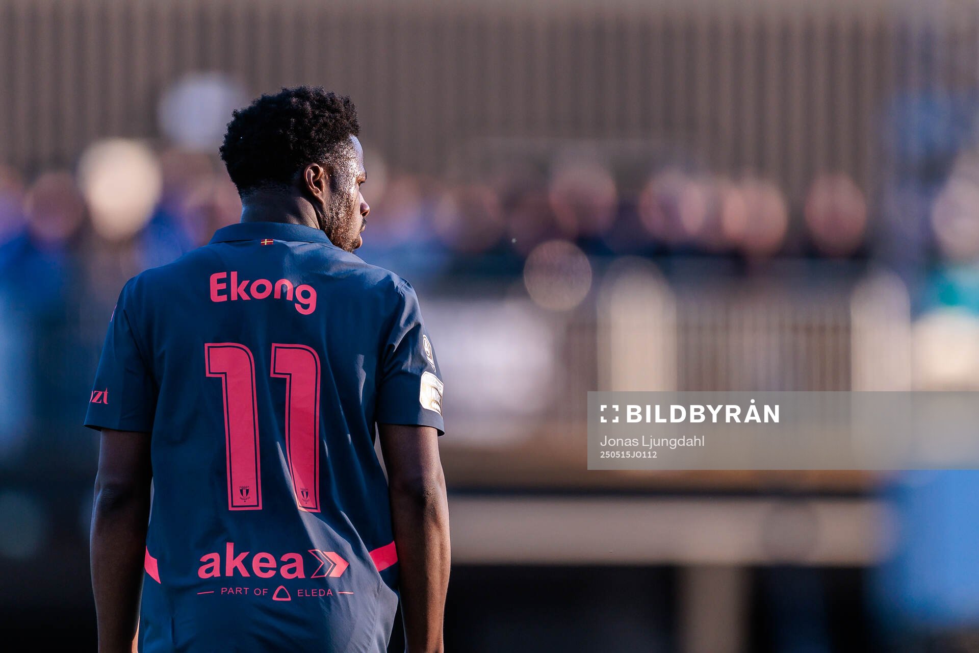 Malmö FFs Emmanuel Ekong under fotbollsmatchen i Allsvenskan mellan Värnamo och Malmö FF den 15 maj 2025 i Värnamo. 
