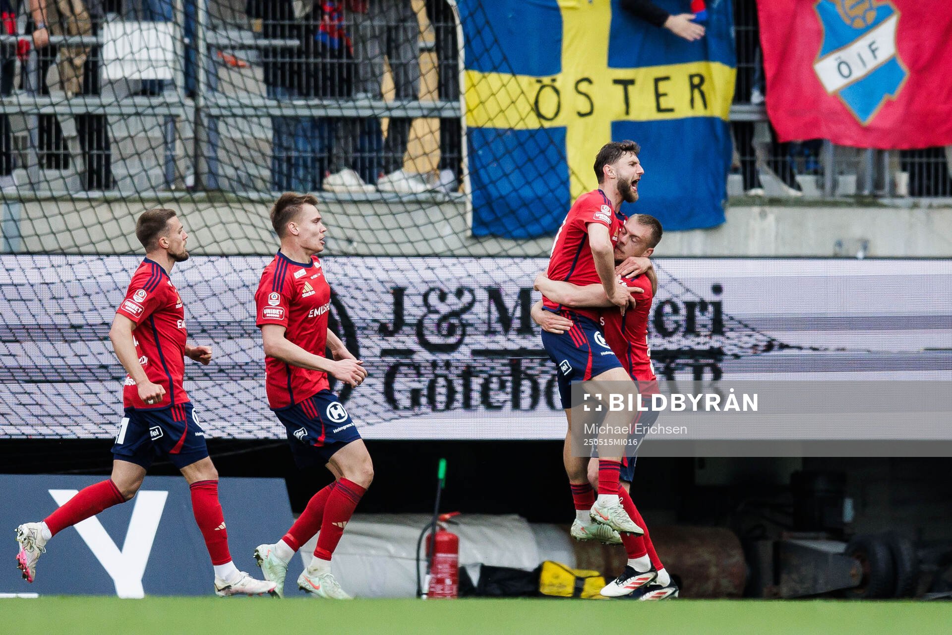 Östers Alibek Aliev jublar efter 0-1 målet under fotbollsmatchen i Allsvenskan mellan IFK Göteborg och Öster den 15 maj 2025 i Göteborg.