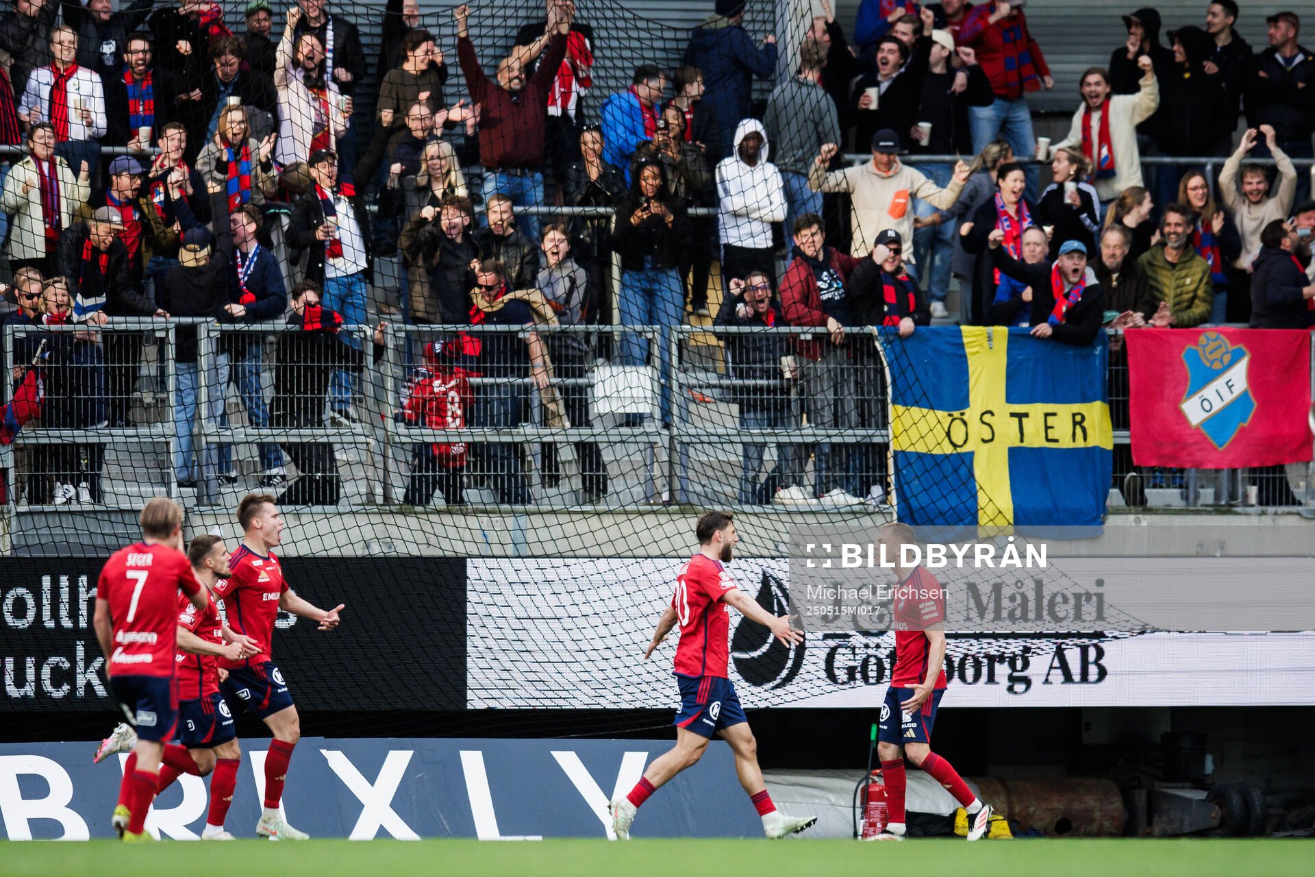 Östers Alibek Aliev jublar efter 0-1 målet under fotbollsmatchen i Allsvenskan mellan IFK Göteborg och Öster den 15 maj 2025 i Göteborg.