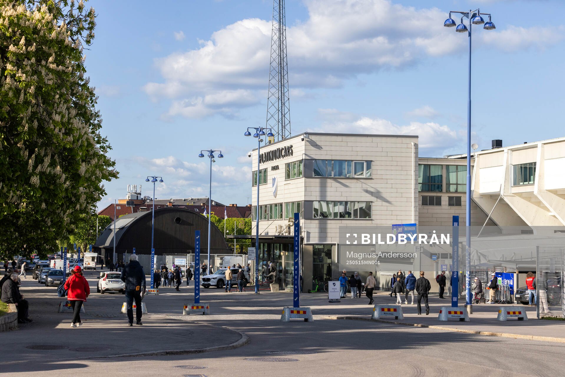 Exteriör vy av Platinumcars Arena inför fotbollsmatchen i Allsvenskan mellan IFK Norrköping och Degerfors den 15 maj 2025 i Norrköping.