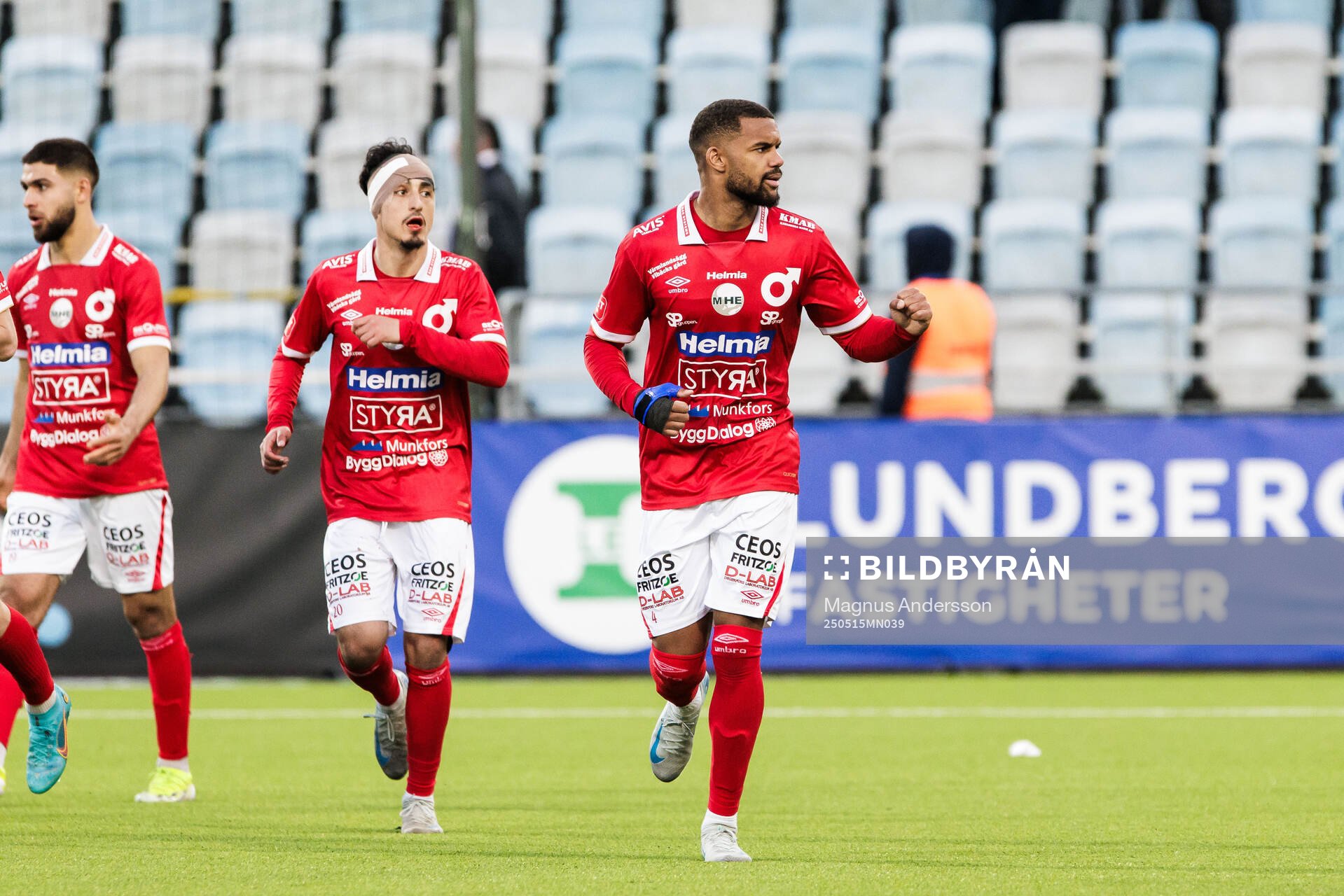 Degerfors Leon Hien jublar efter 1-2 målet under fotbollsmatchen i Allsvenskan mellan IFK Norrköping och Degerfors den 15 maj 2025 i Norrköping.