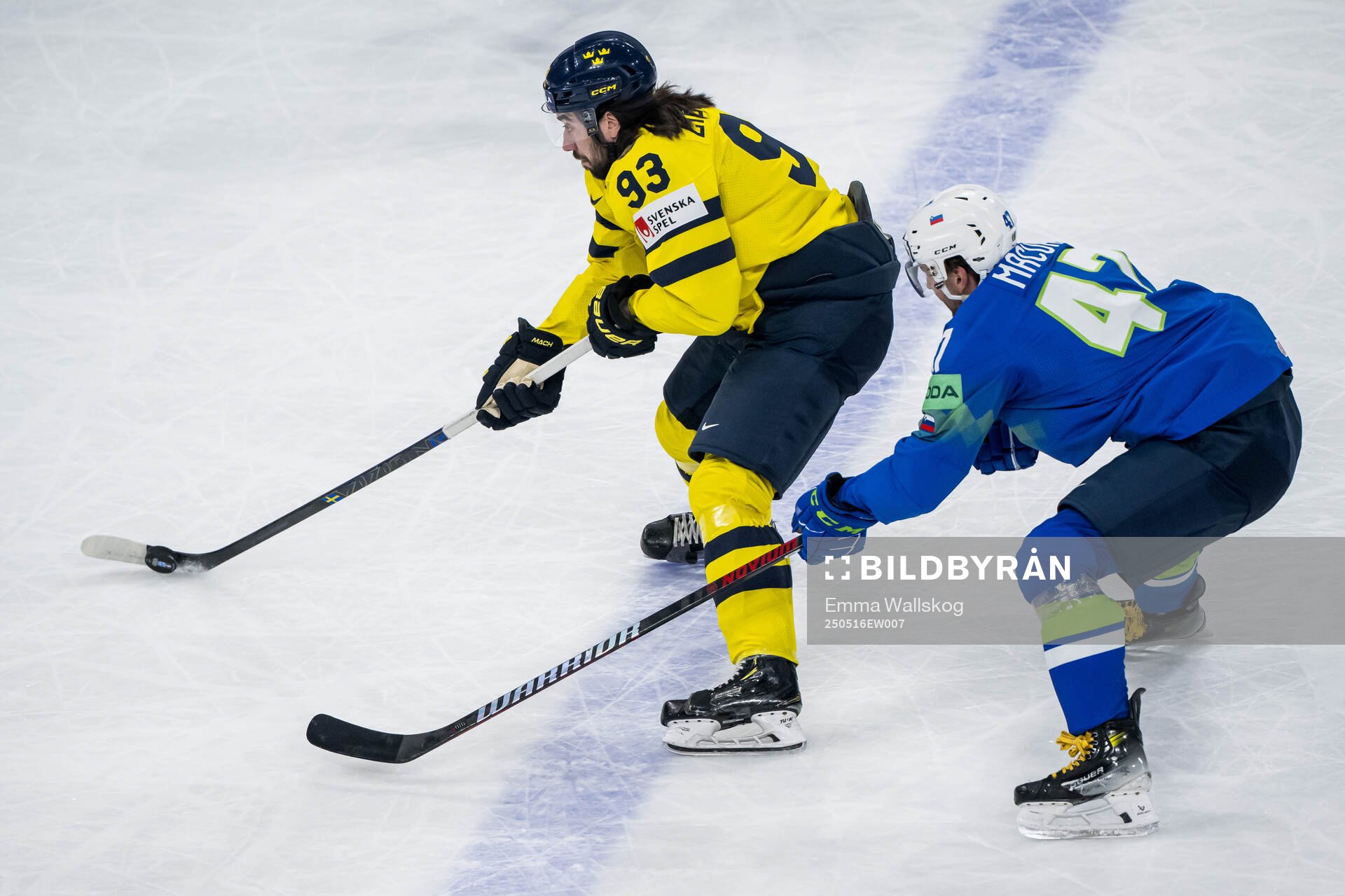 Mika Zibanejad of Sweden and Rok Macuh of Slovenia