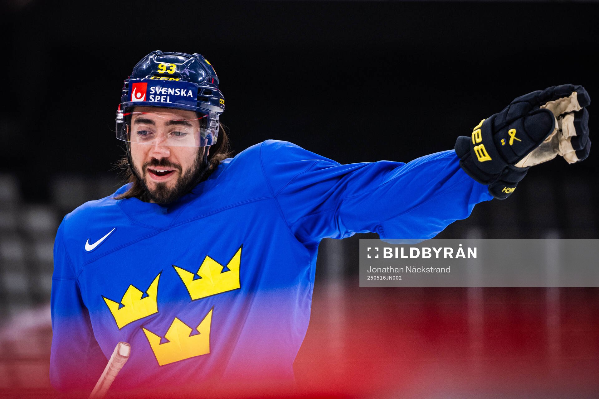 Mika Zibanejad of Sweden at a practice session