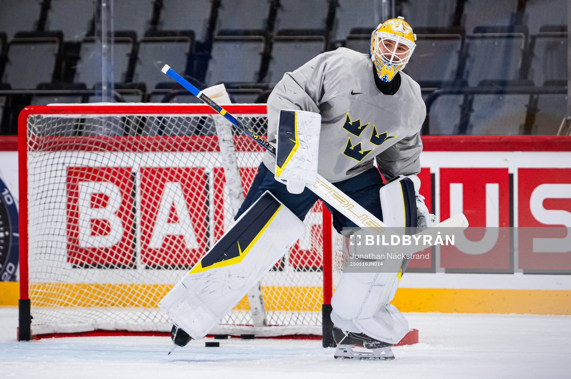 Goalkeeper Arvid Söderblom of Sweden at a practice session