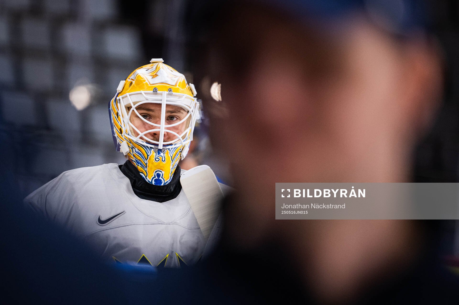 Goalkeeper Arvid Söderblom of Sweden at a practice session
