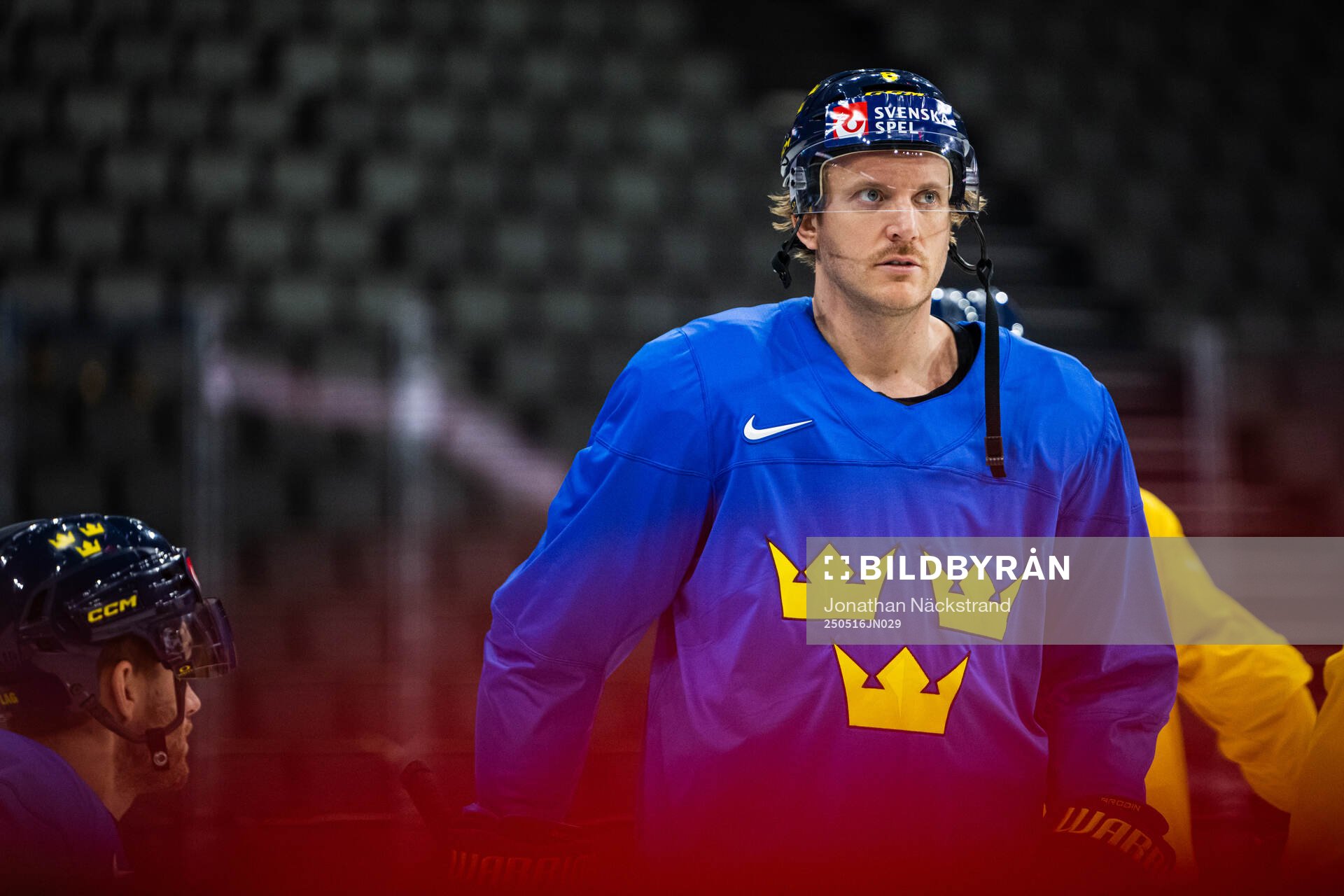 Jonas Brodin of Sweden at a practice session