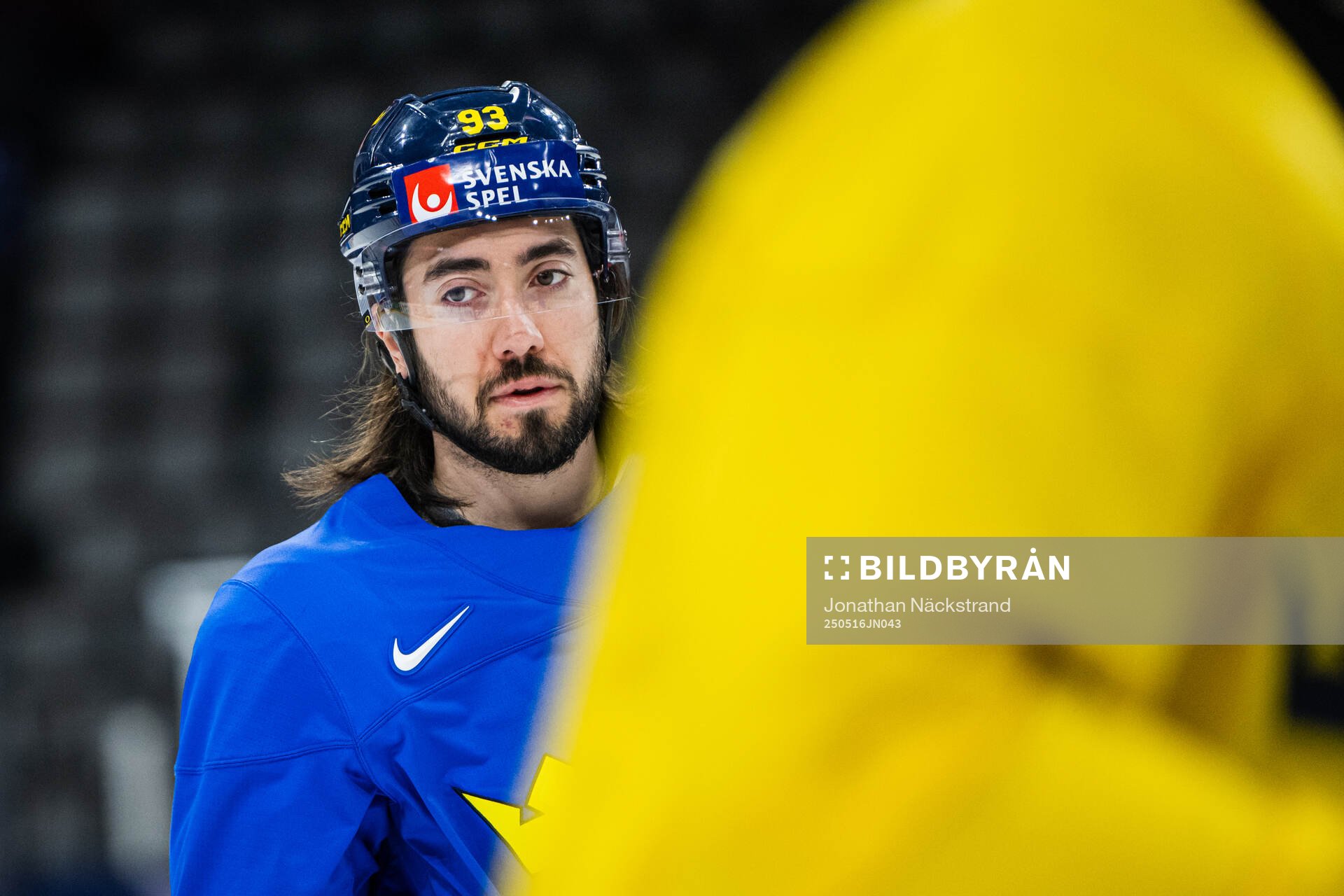 Mika Zibanejad of Sweden at a practice session