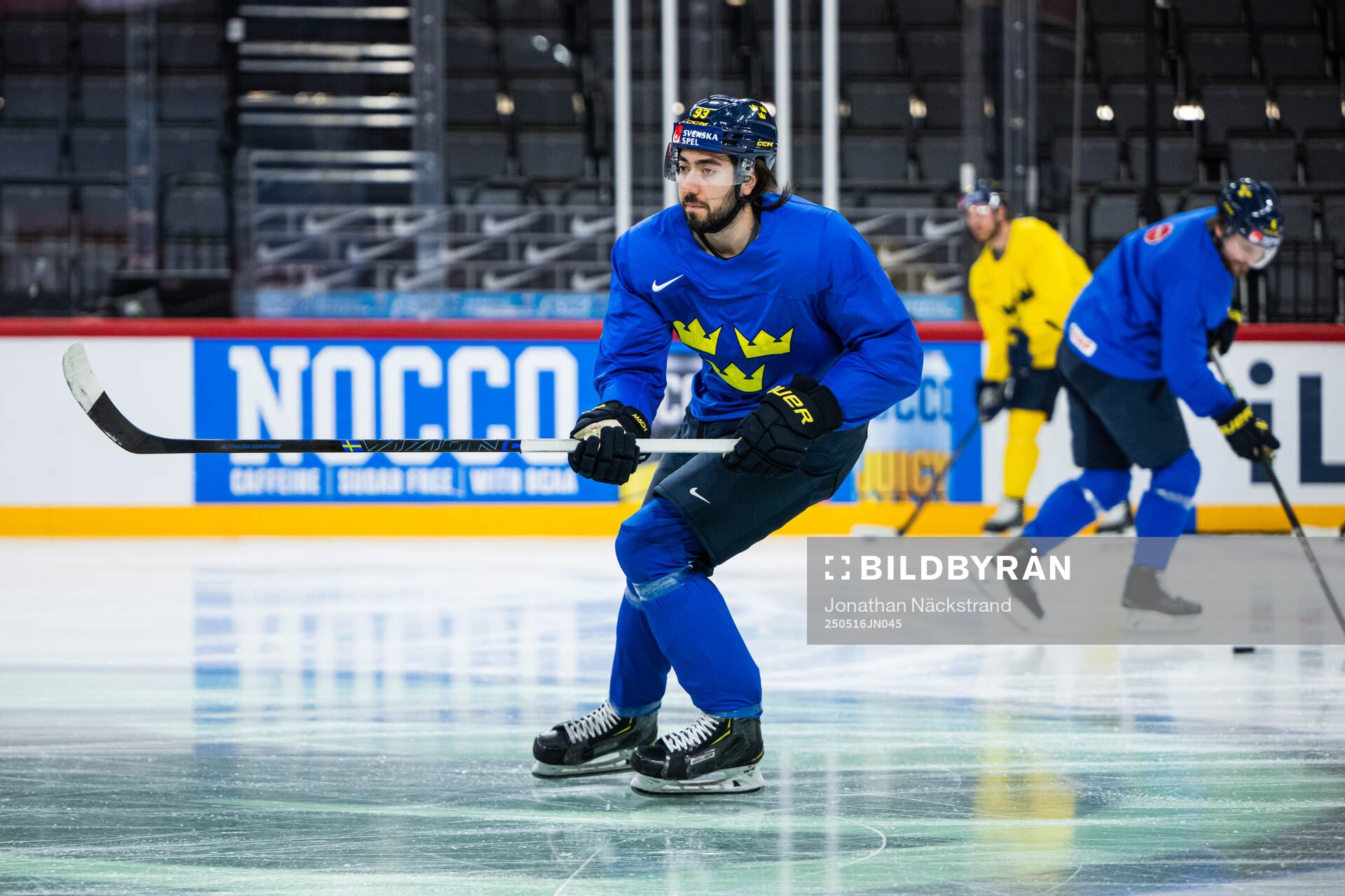 Mika Zibanejad of Sweden at a practice session