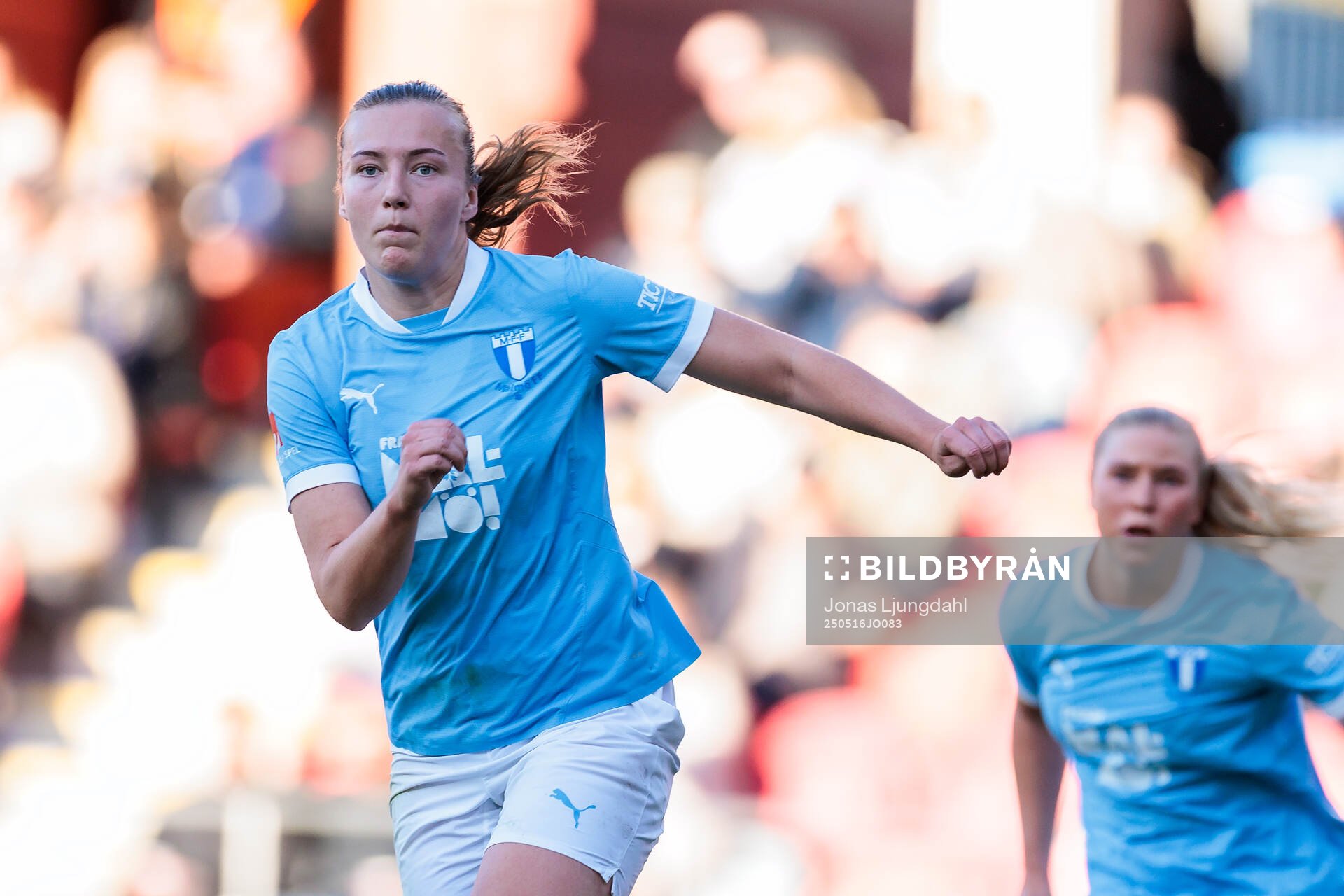 Malmö FFs Sara Kanutte Sørensen Fornes under fotbollsmatchen i Damallsvenskan mellan Växjö DFF och Malmö FF den 16 maj 2025 i Växjö.
