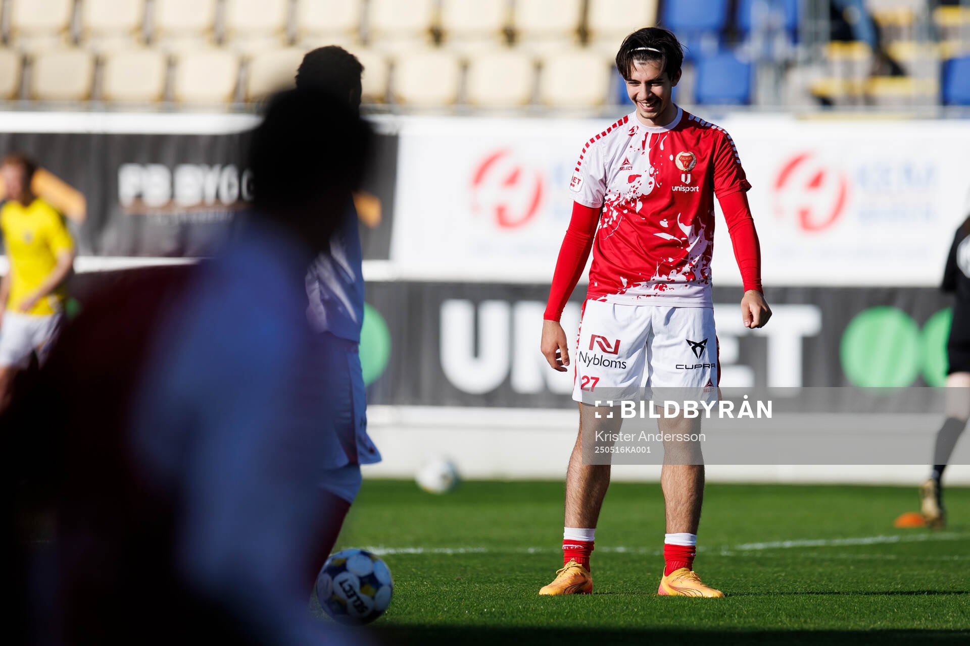 Kalmars Arvin Davoudi-Kia inför fotbollsmatchen i Superettan mellan Falkenberg och Kalmar den 16 maj 2025 i Falkenberg. 