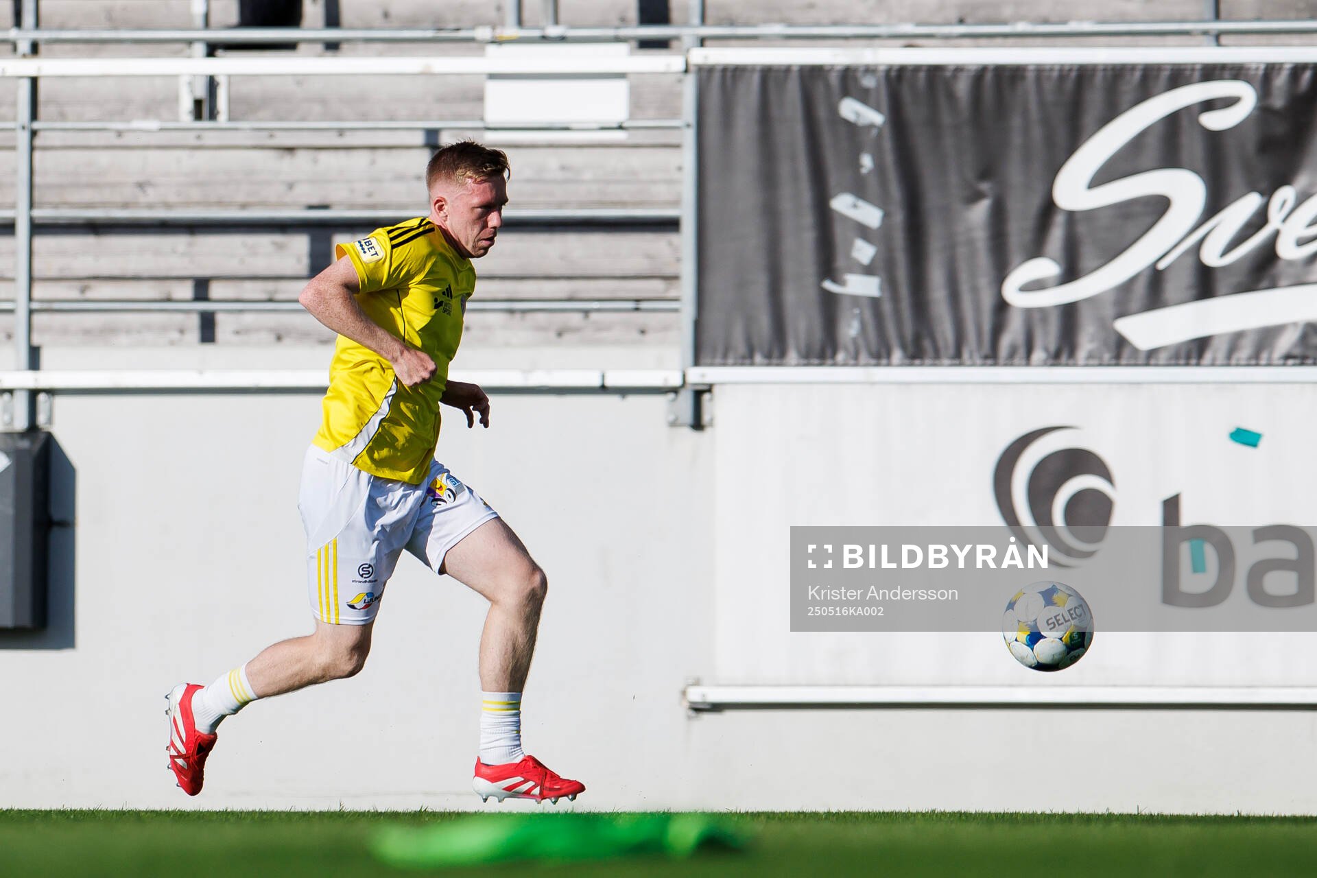 Falkenbergs Lucas Sibelius inför fotbollsmatchen i Superettan mellan Falkenberg och Kalmar den 16 maj 2025 i Falkenberg. 