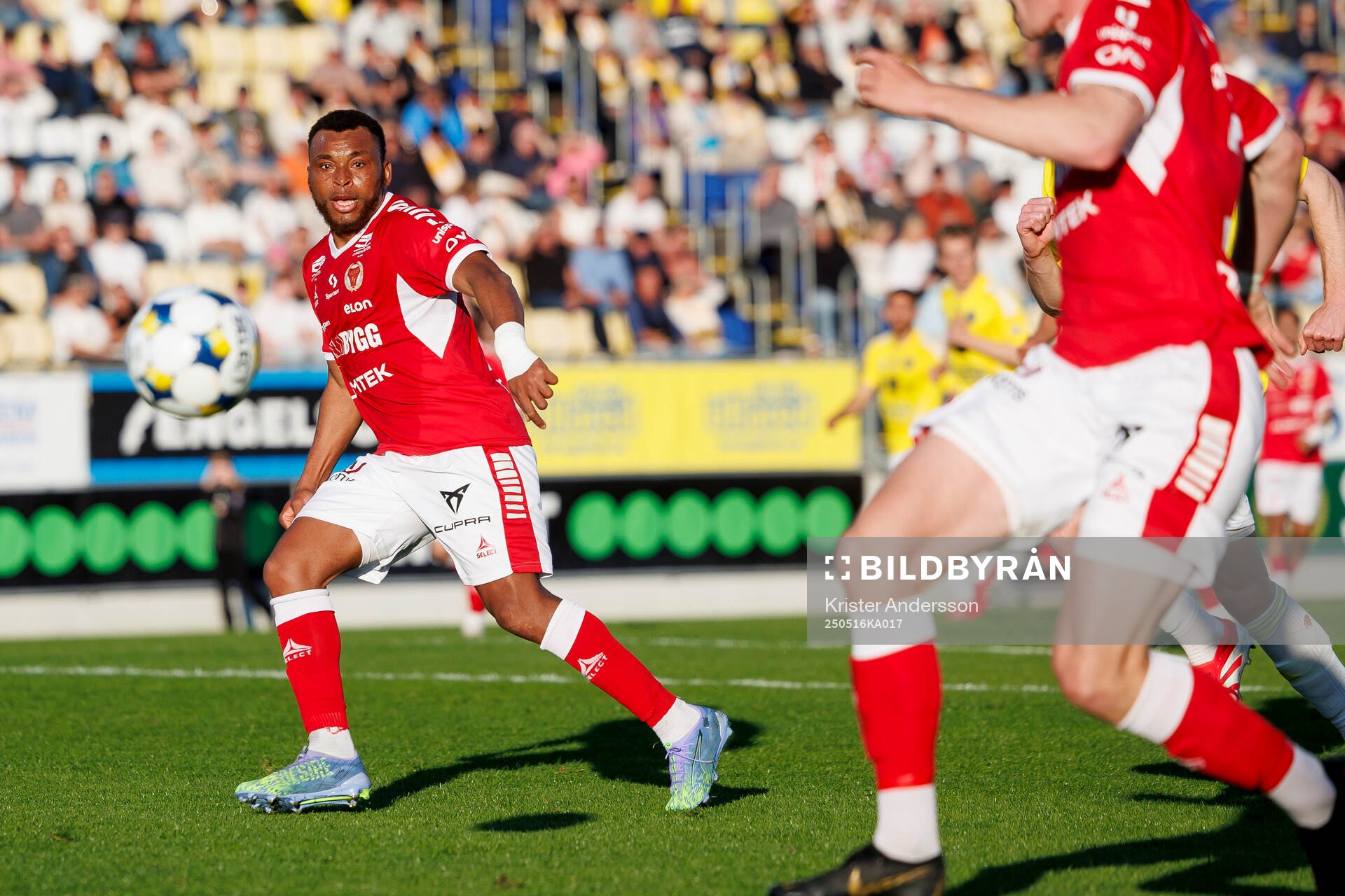 Kalmars Abdussalam Magashy under fotbollsmatchen i Superettan mellan Falkenberg och Kalmar den 16 maj 2025 i Falkenberg. 