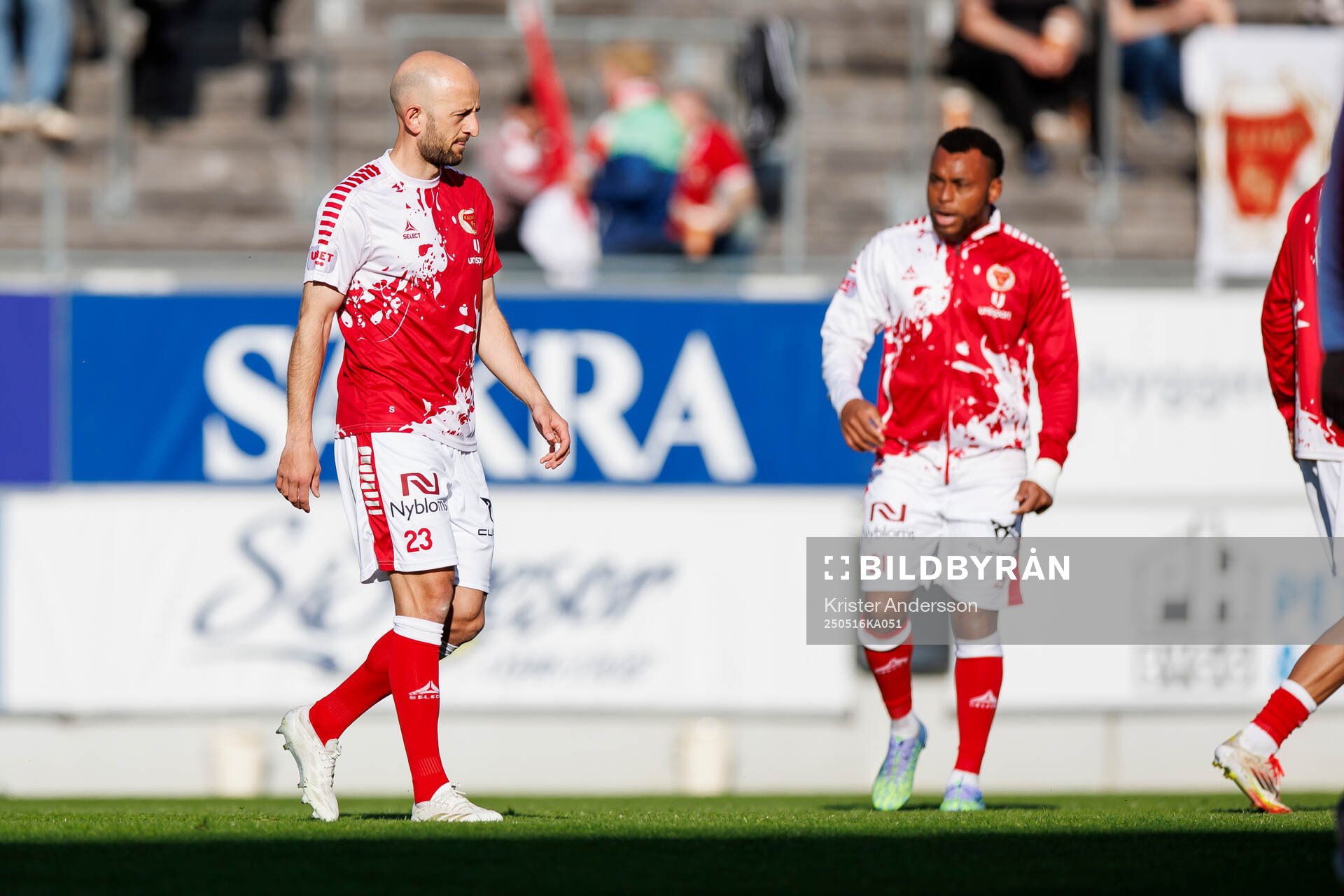 Kalmars Robert Gojani inför fotbollsmatchen i Superettan mellan Falkenberg och Kalmar den 16 maj 2025 i Falkenberg. 