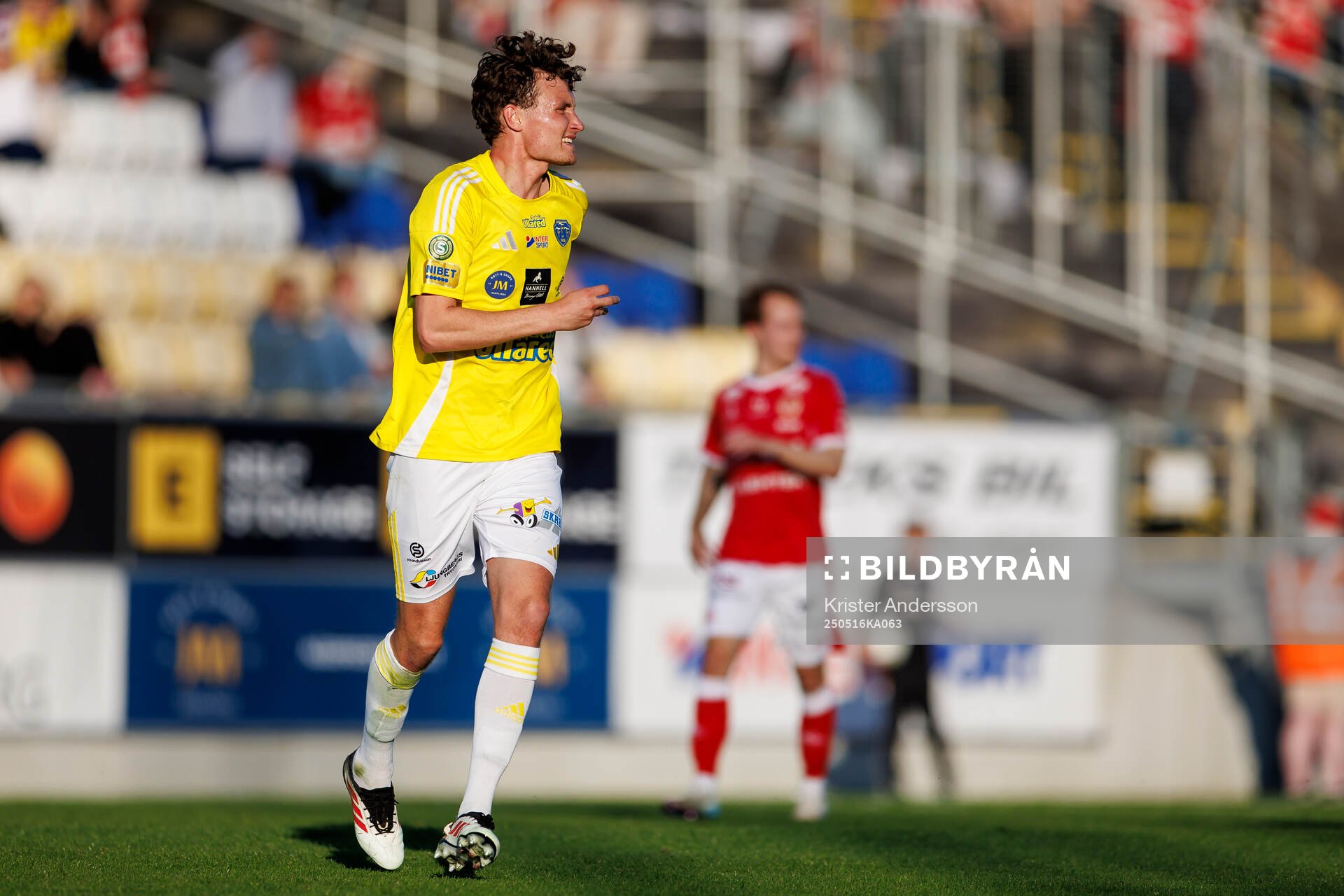 Falkenbergs Alexander Salo under fotbollsmatchen i Superettan mellan Falkenberg och Kalmar den 16 maj 2025 i Falkenberg. 