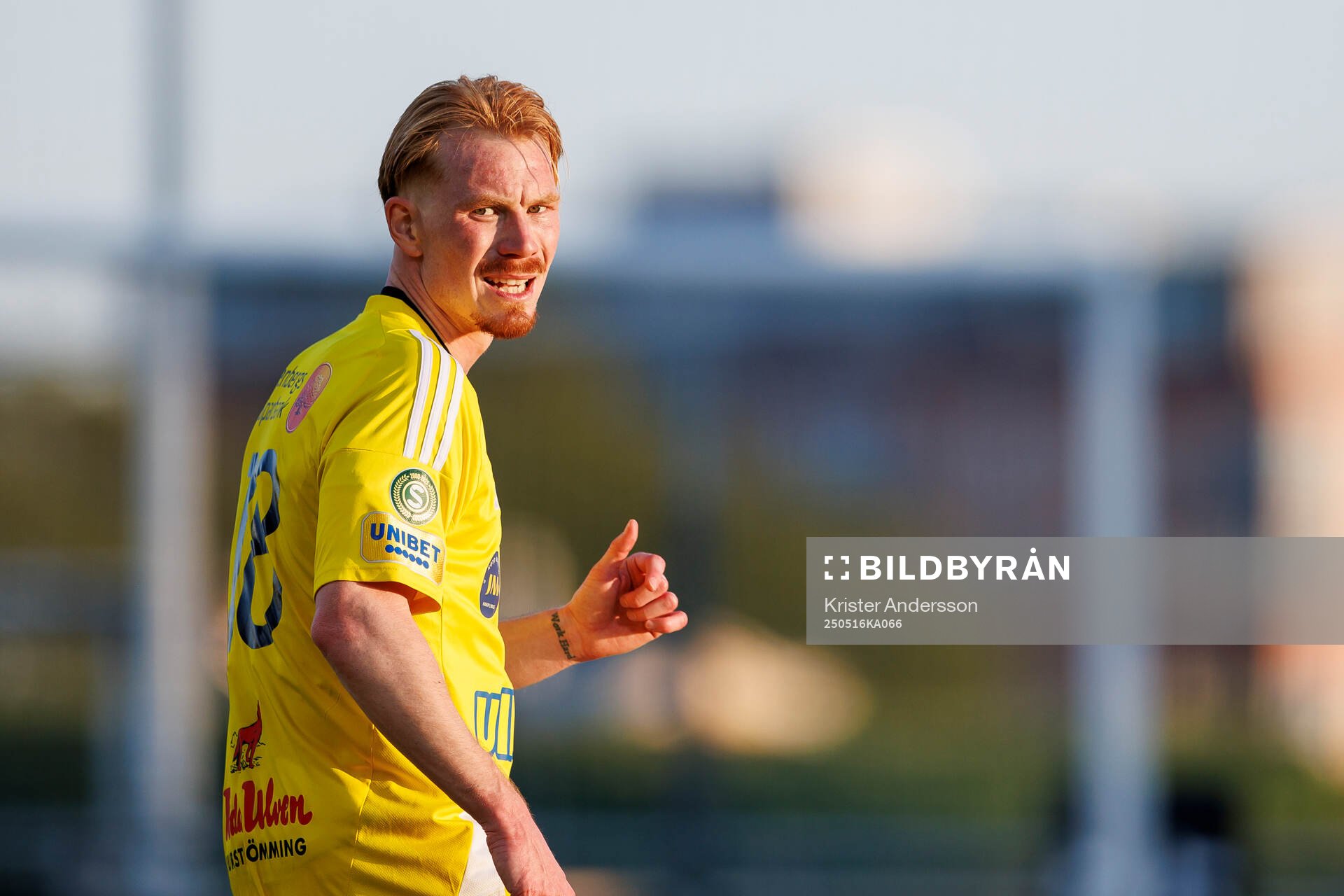 Falkenbergs Linus Borgström under fotbollsmatchen i Superettan mellan Falkenberg och Kalmar den 16 maj 2025 i Falkenberg. 