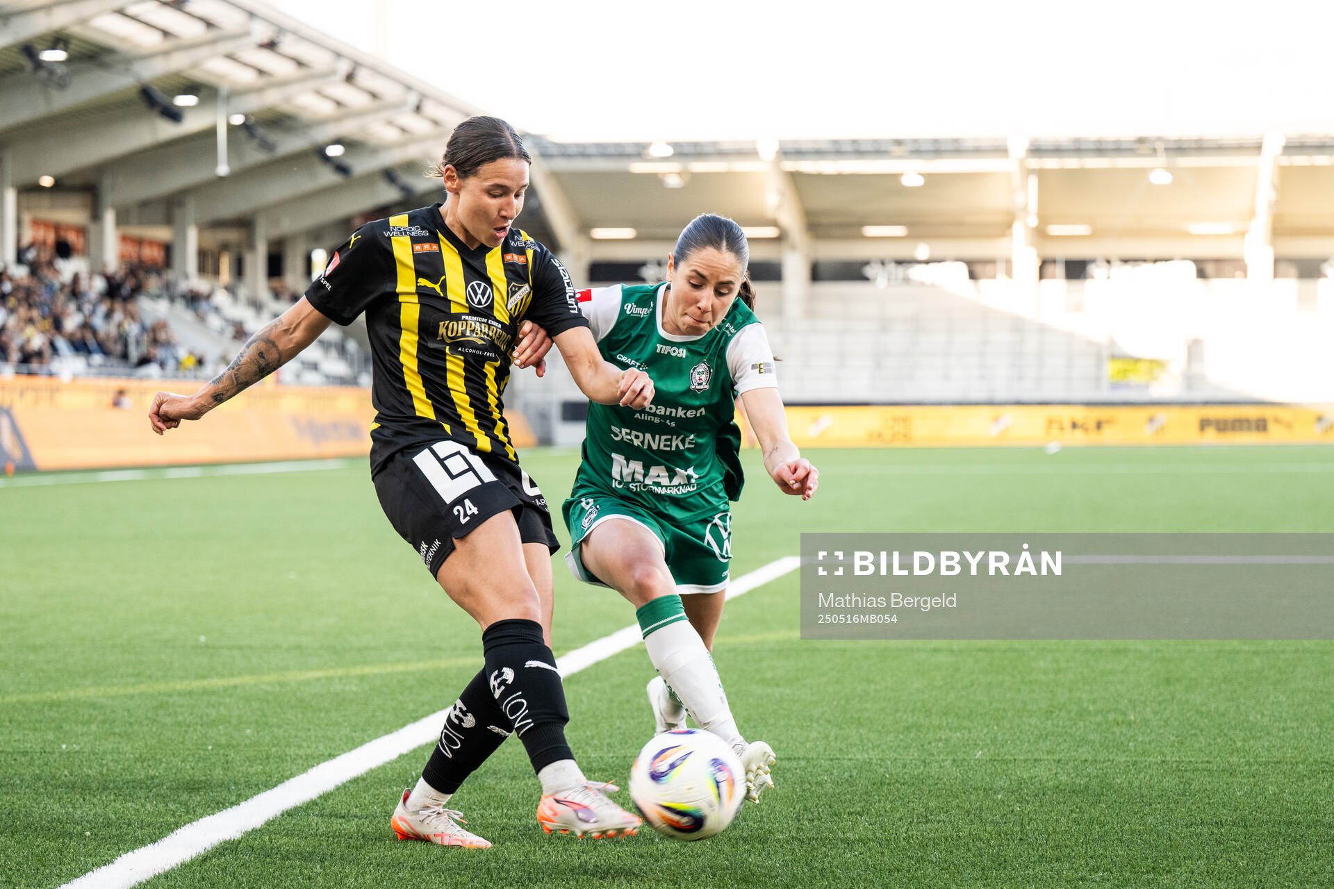 Häckens Tabby Tindell och Alingsås <alunder fotbollsmatchen i Damallsvenskan mellan Häcken och Alingsås den 16 maj 2025 i Göteborg. 