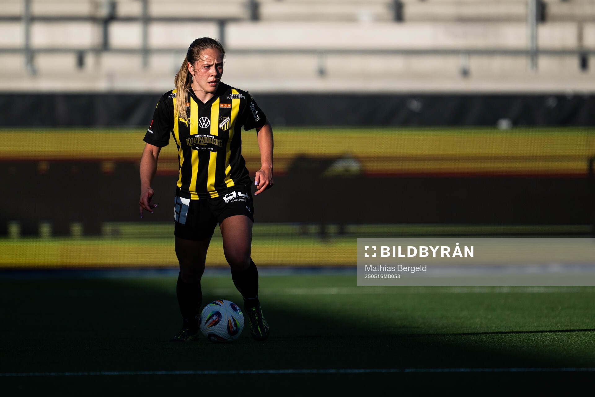 Häckens Alice Bergström under fotbollsmatchen i Damallsvenskan mellan Häcken och Alingsås den 16 maj 2025 i Göteborg. 