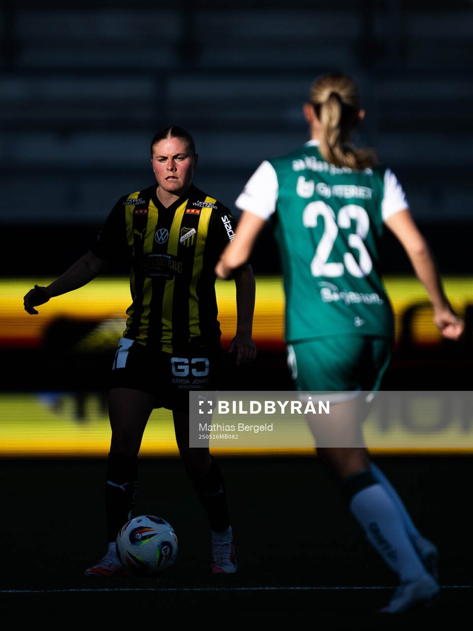 Häckens Hanna Wijk under fotbollsmatchen i Damallsvenskan mellan Häcken och Alingsås den 16 maj 2025 i Göteborg. 