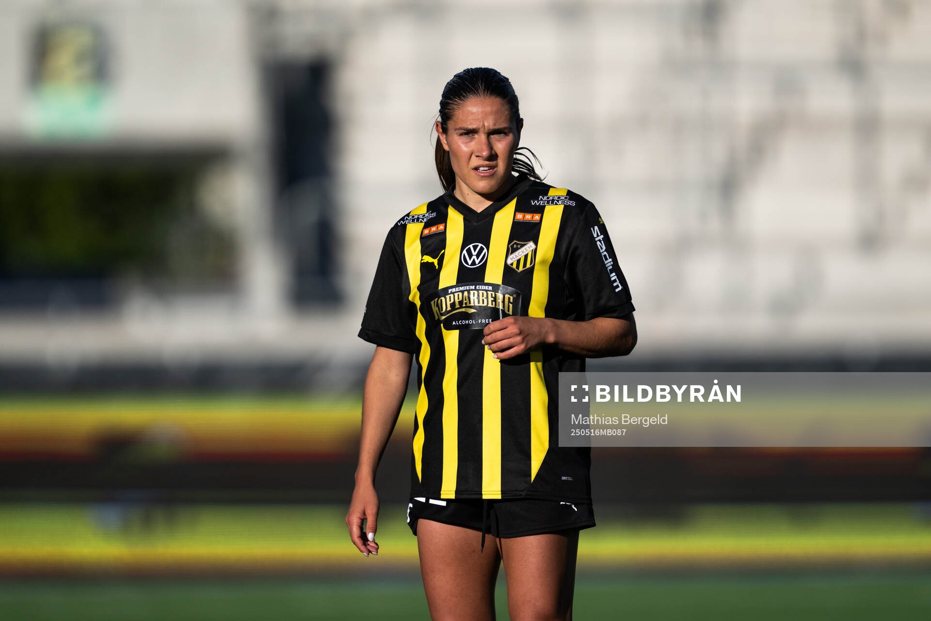 Häckens Mary Caroline Wickenheiser under fotbollsmatchen i Damallsvenskan mellan Häcken och Alingsås den 16 maj 2025 i Göteborg. 
