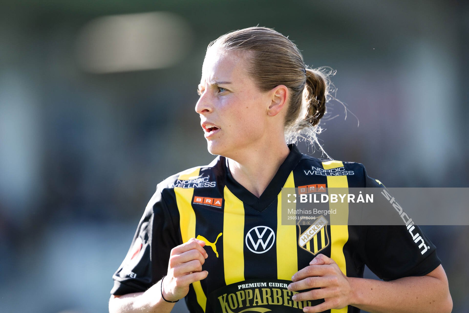 Häckens Anna Anvegård under fotbollsmatchen i Damallsvenskan mellan Häcken och Alingsås den 16 maj 2025 i Göteborg. 