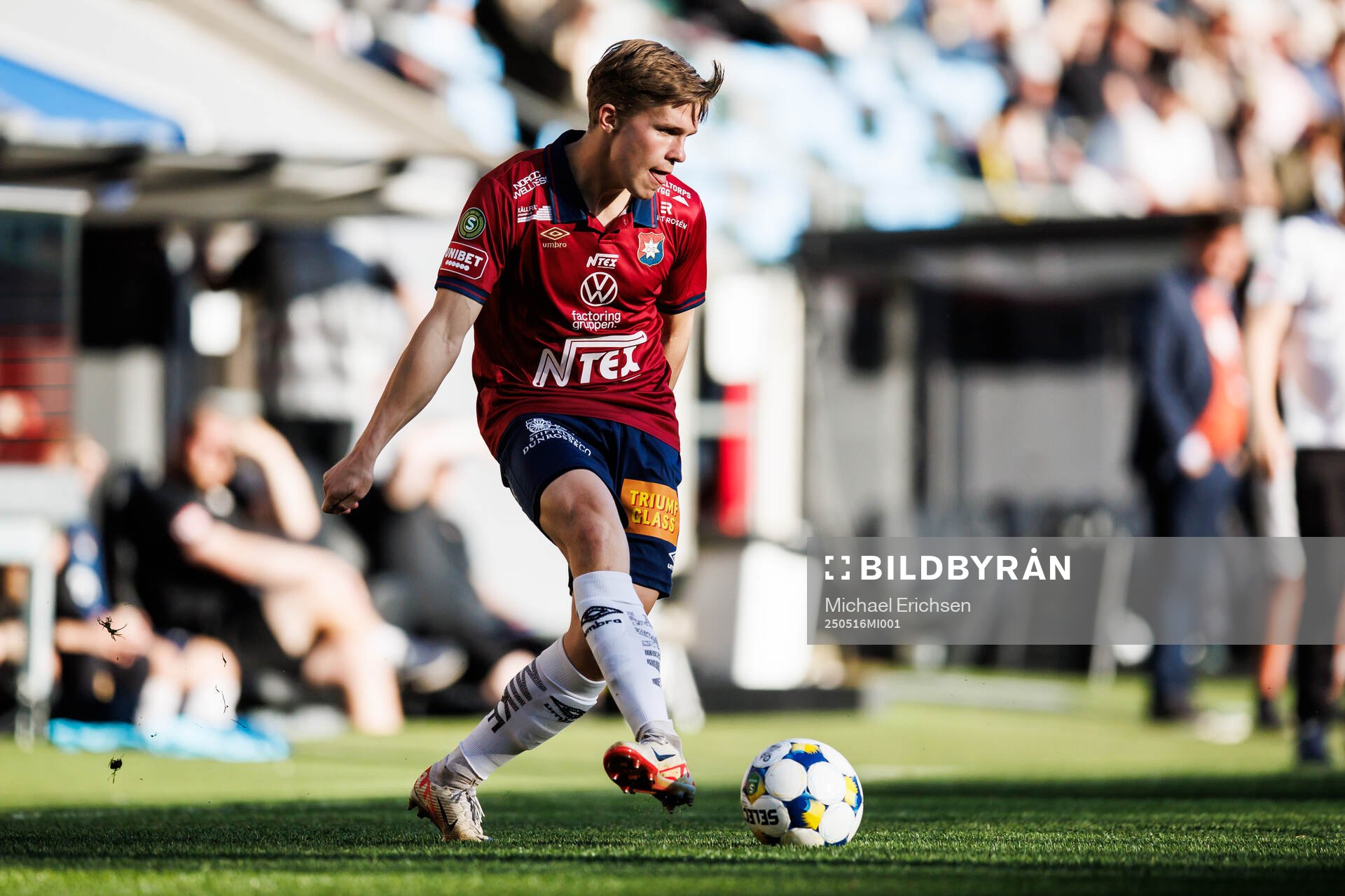 Örgrytes Isak Dahlqvist under fotbollsmatchen i Superettan mellan Örgryte och Varberg den 16 maj 2025 i Göteborg. 