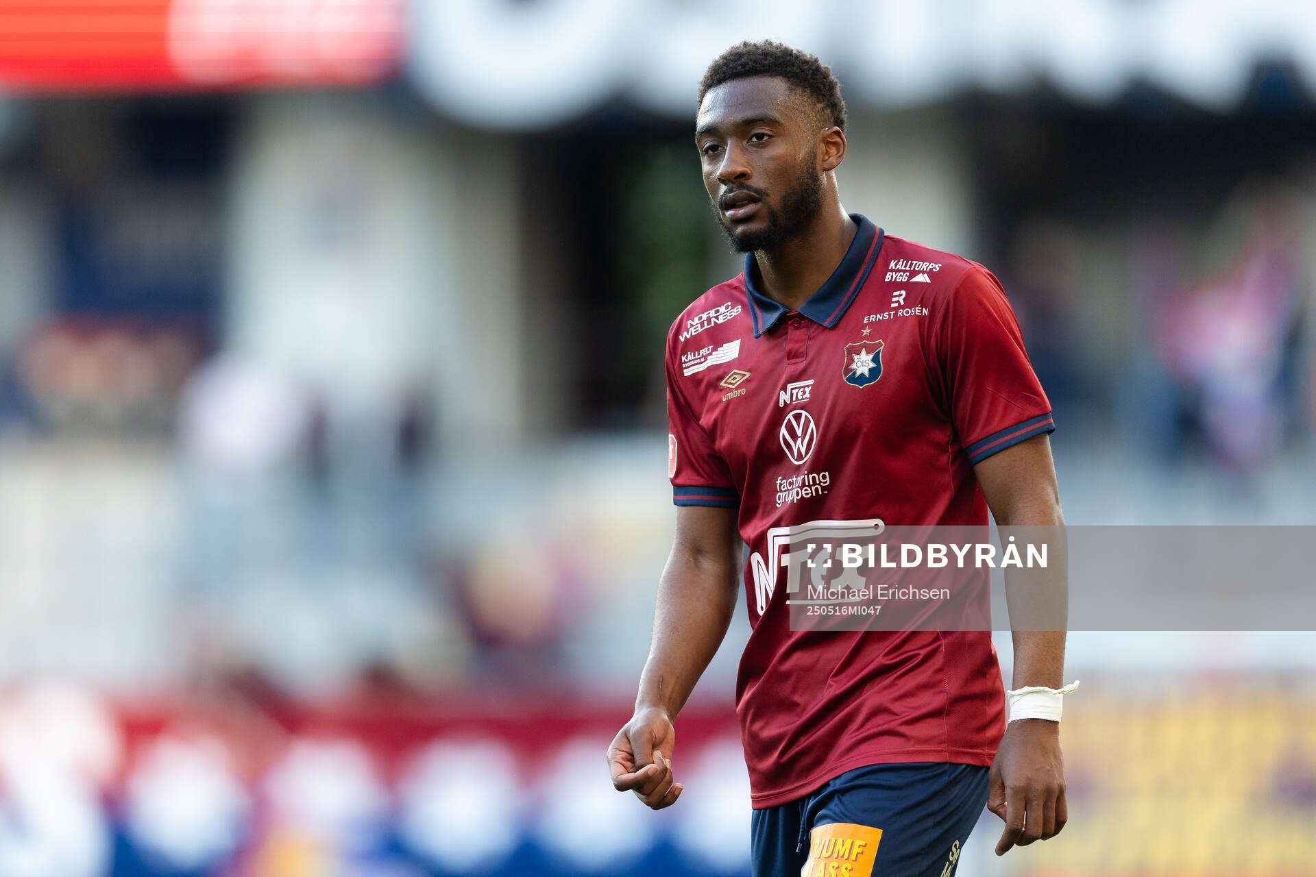 Örgrytes Haladj-Madiou Keita under fotbollsmatchen i Superettan mellan Örgryte och Varberg den 16 maj 2025 i Göteborg. 