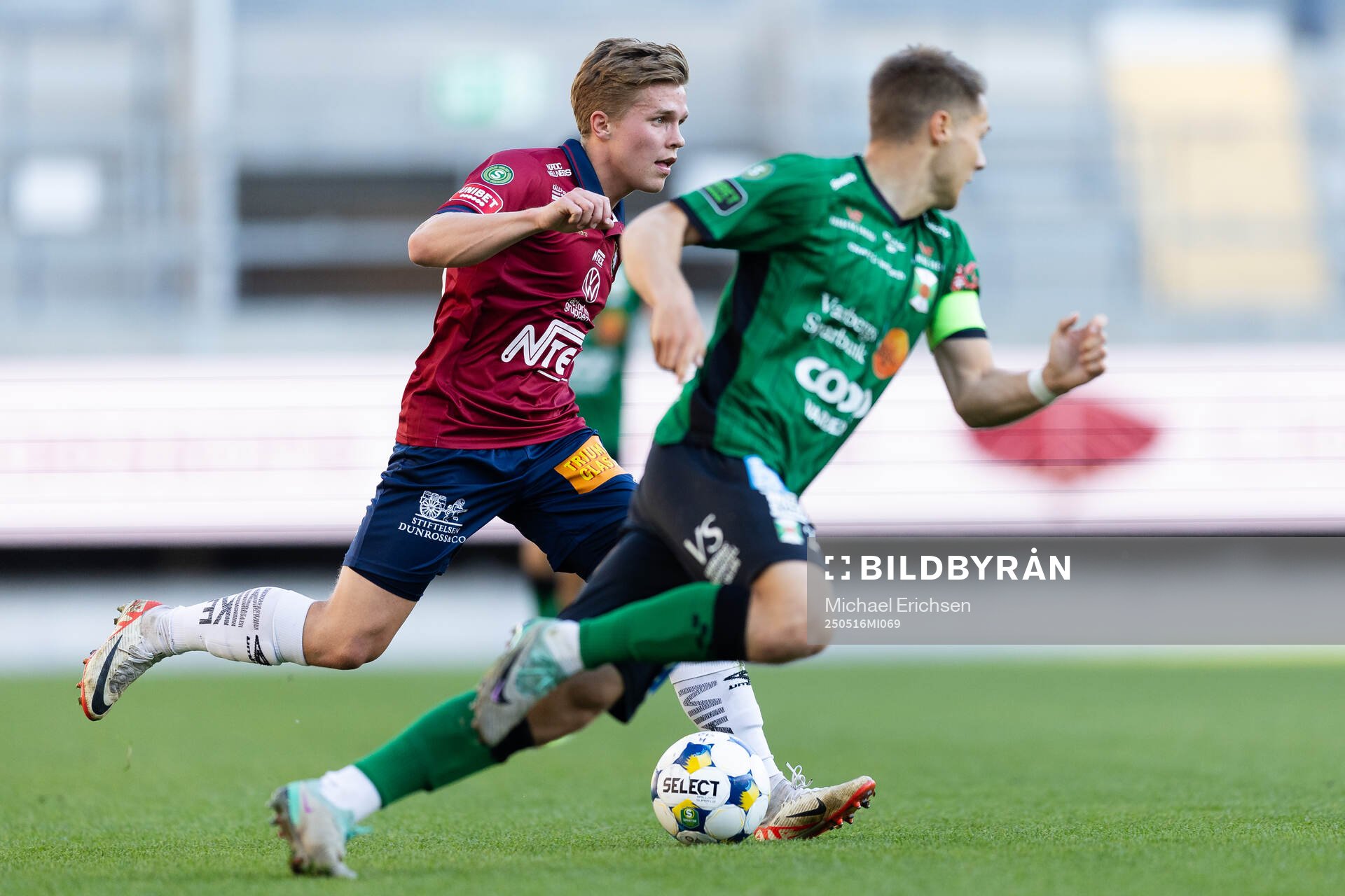 Örgrytes Isak Dahlqvist under fotbollsmatchen i Superettan mellan Örgryte och Varberg den 16 maj 2025 i Göteborg. 