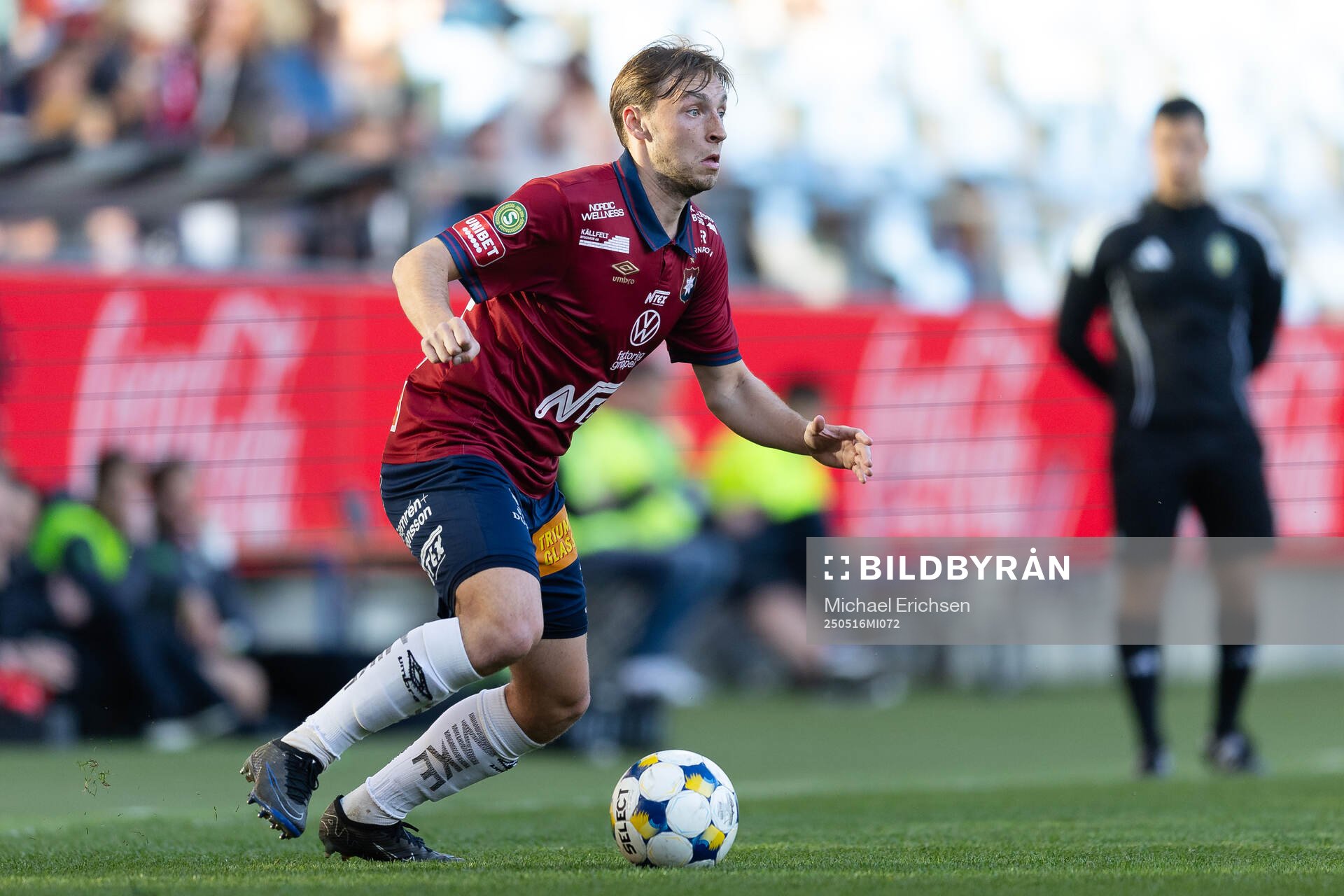 Örgrytes William Svensson under fotbollsmatchen i Superettan mellan Örgryte och Varberg den 16 maj 2025 i Göteborg. 