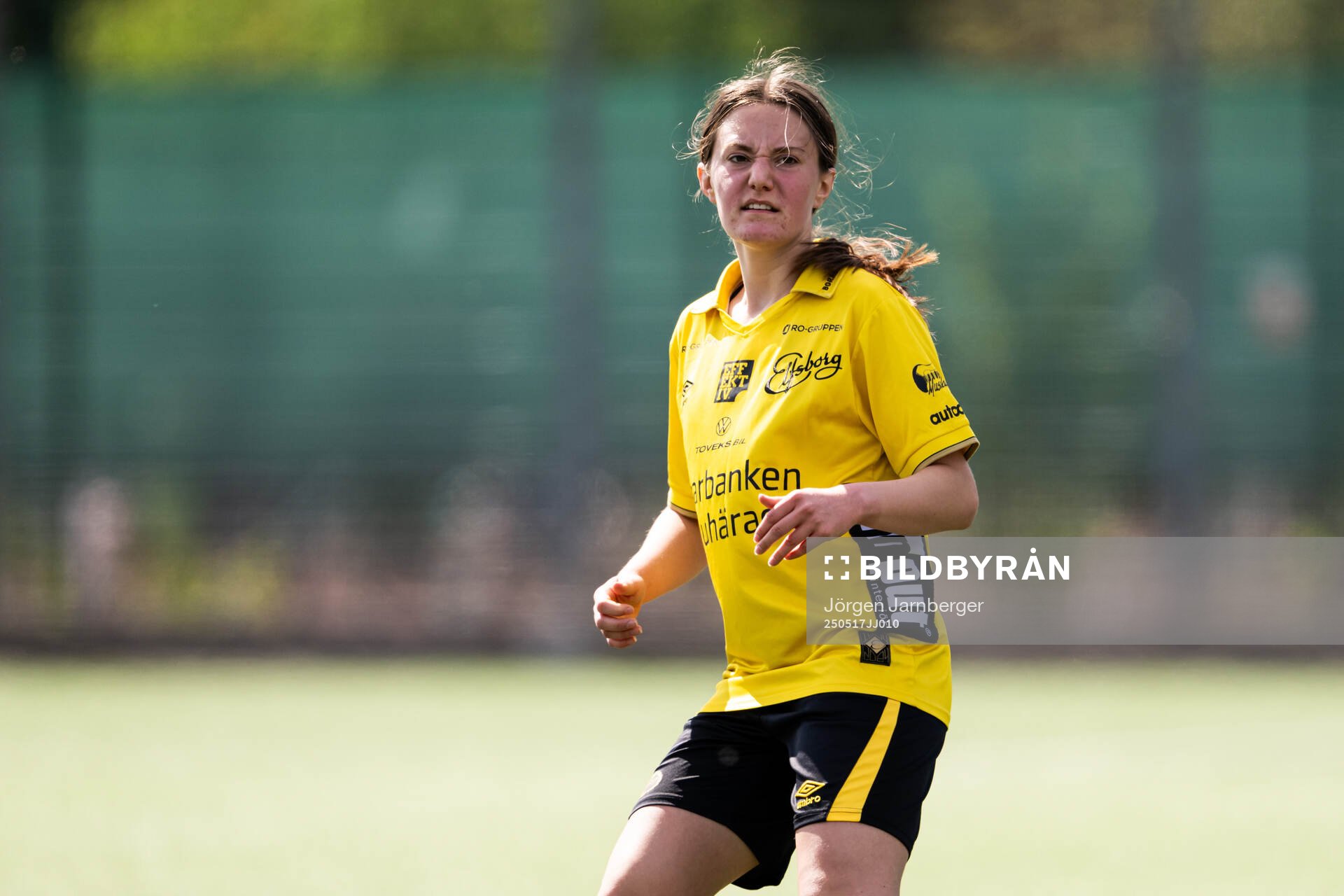Elfsborgs Adriana Bajramaj under fotbollsmatchen i F17 Division 1 mellan Elfsborg och Utsikten den 17 maj 2025 i Borås. 