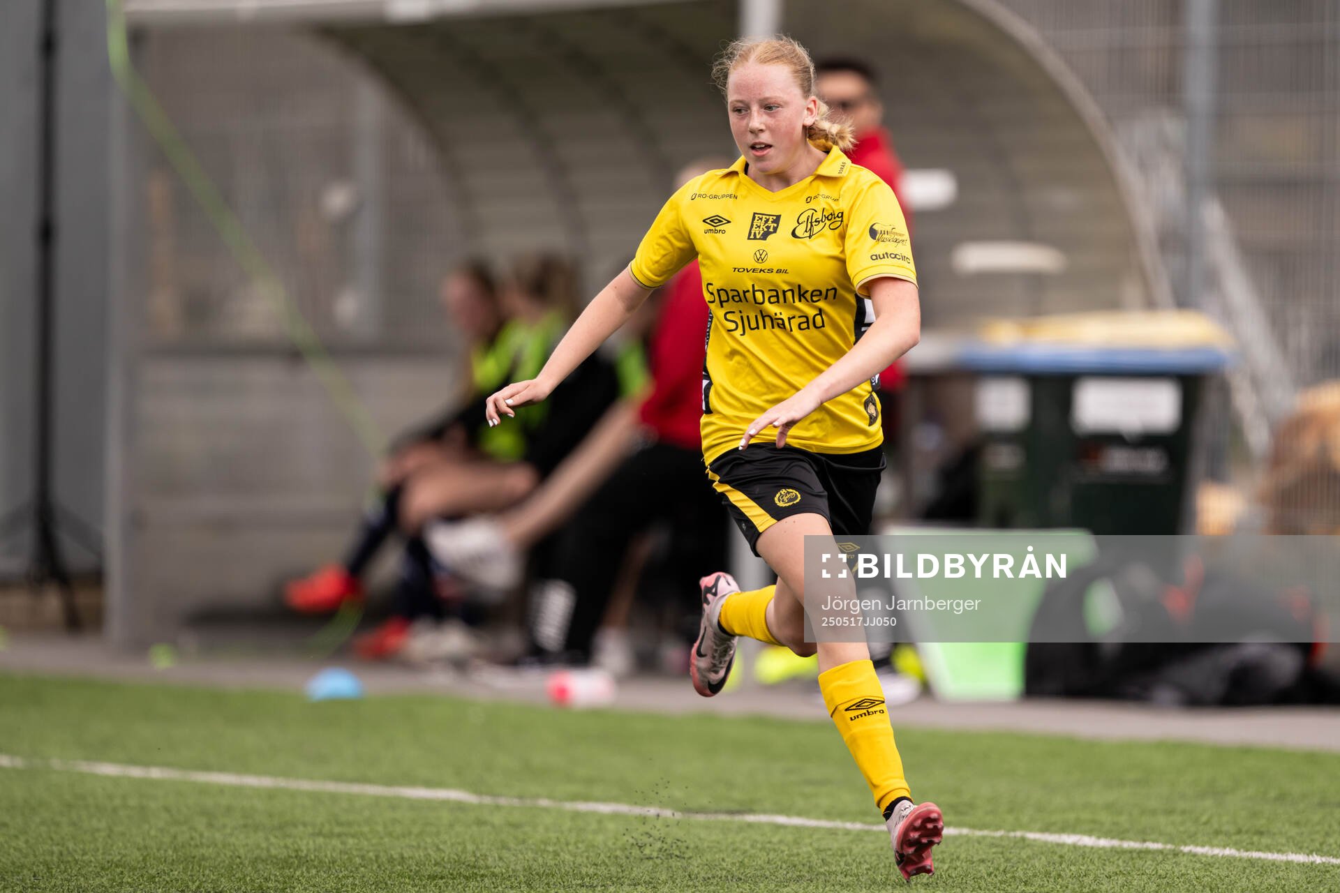 Elfsborgs Axiandra Granquist under fotbollsmatchen i F17 Division 1 mellan Elfsborg och Utsikten den 17 maj 2025 i Borås. 