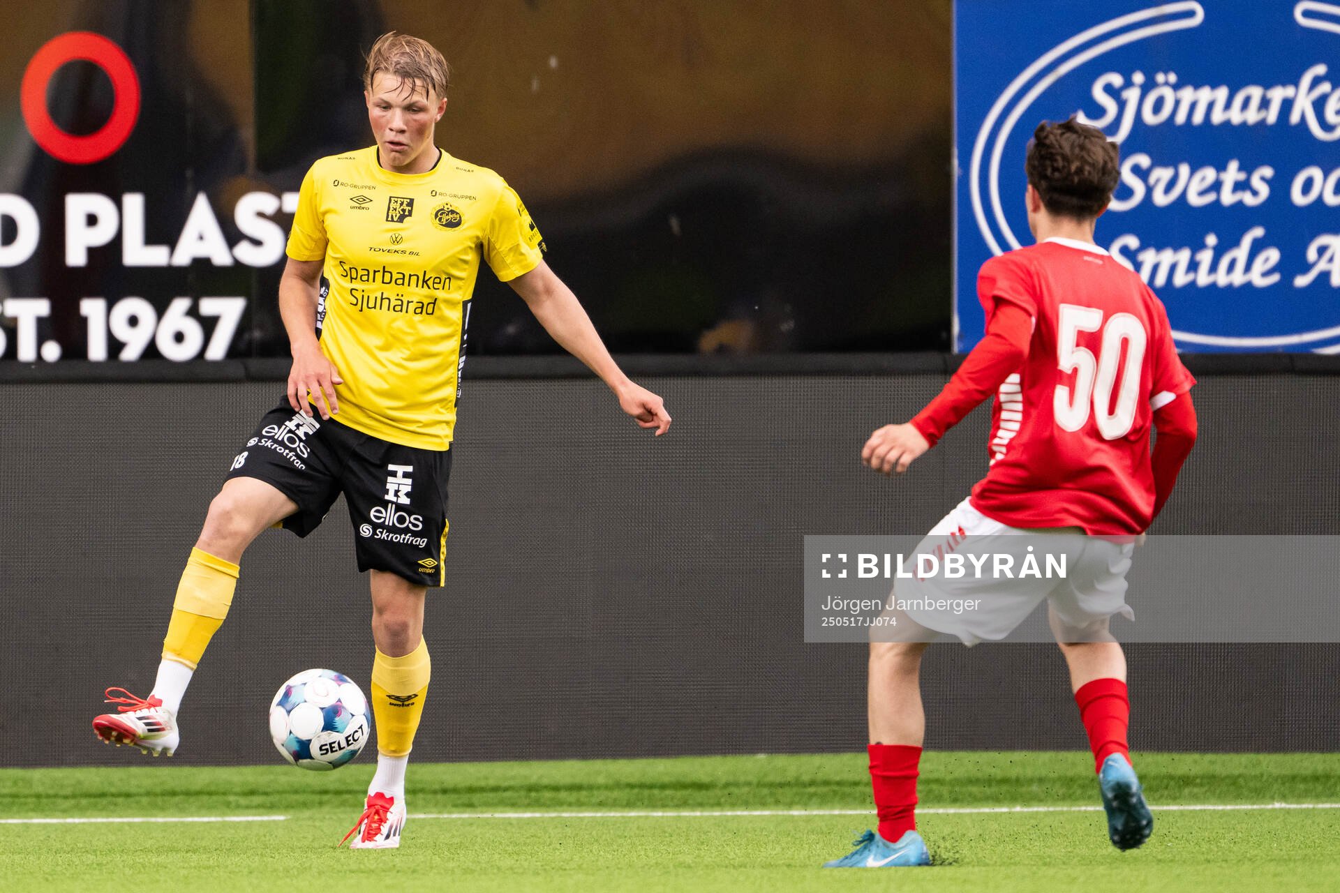 Elfsborgs Konrad Folkesson under fotbollsmatchen i P19 Allsvenskan mellan Elfsborg och Kalmar FF den 17 maj 2025 i Borås. 
