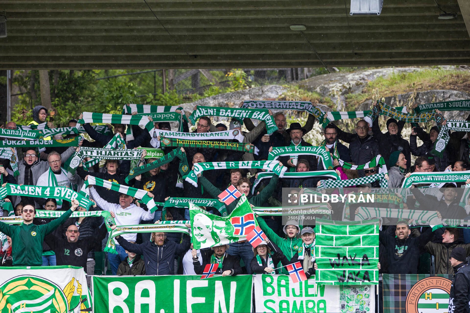 Hammarbys supportrar med norska flaggor