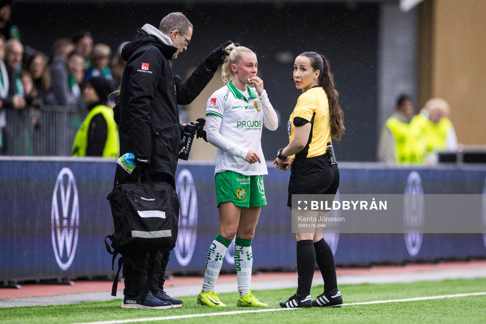 Hammarbys Emilie Joramo under fotbollsmatchen i Damallsvenskan mellan Hammarby och Piteå den 17 maj 2025 i Stockholm. 