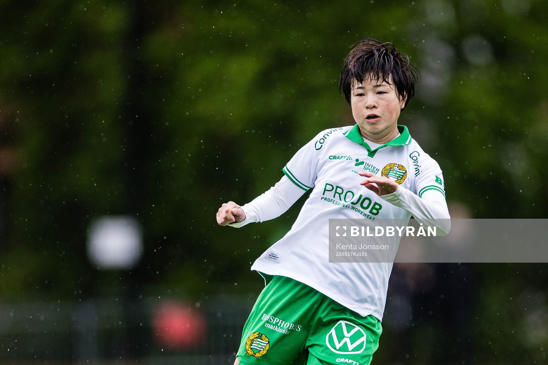 Hammarbys Asato Miyagawa under fotbollsmatchen i Damallsvenskan mellan Hammarby och Piteå den 17 maj 2025 i Stockholm. 