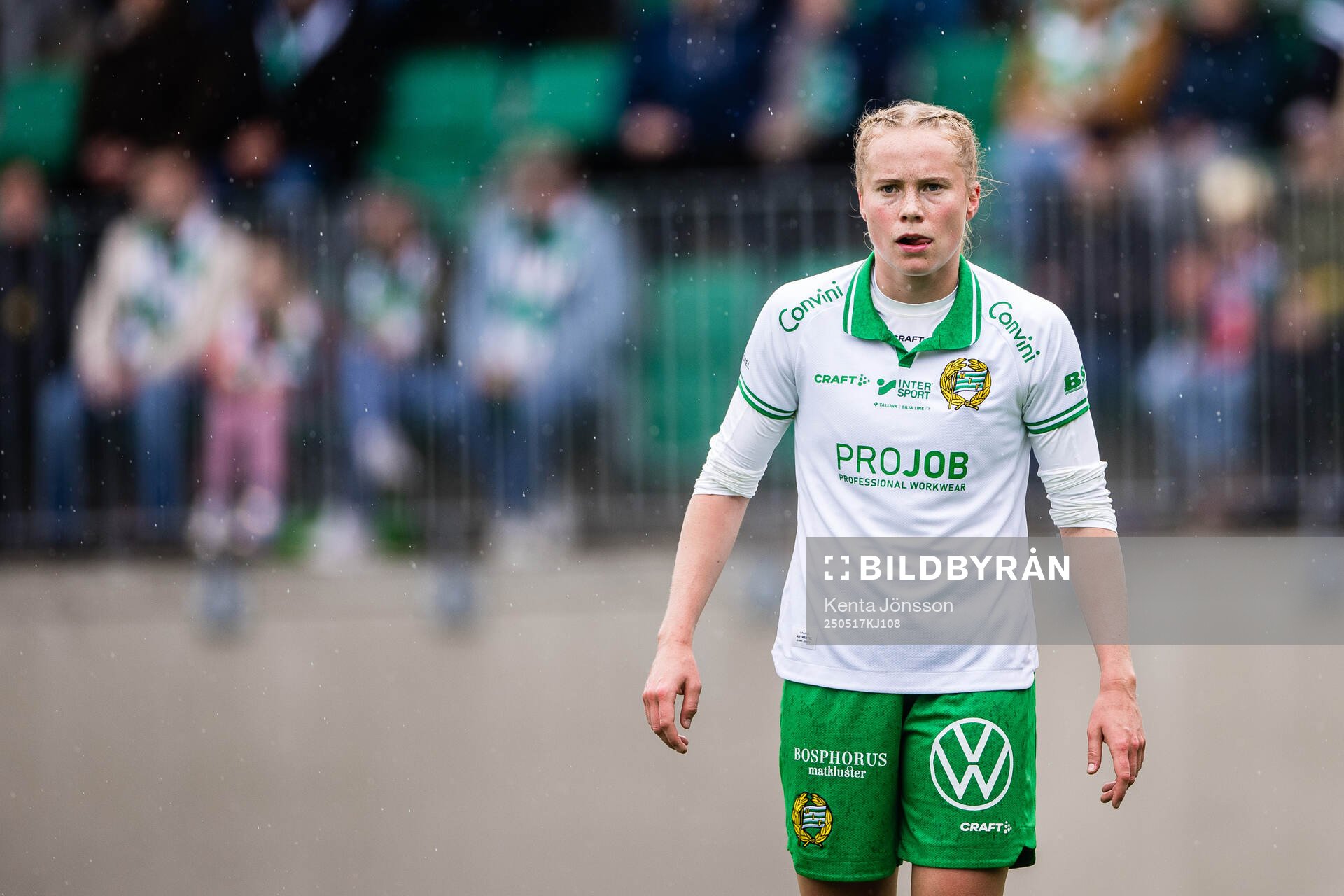 Hammarbys Julie Blakstad under fotbollsmatchen i Damallsvenskan mellan Hammarby och Piteå den 17 maj 2025 i Stockholm. 