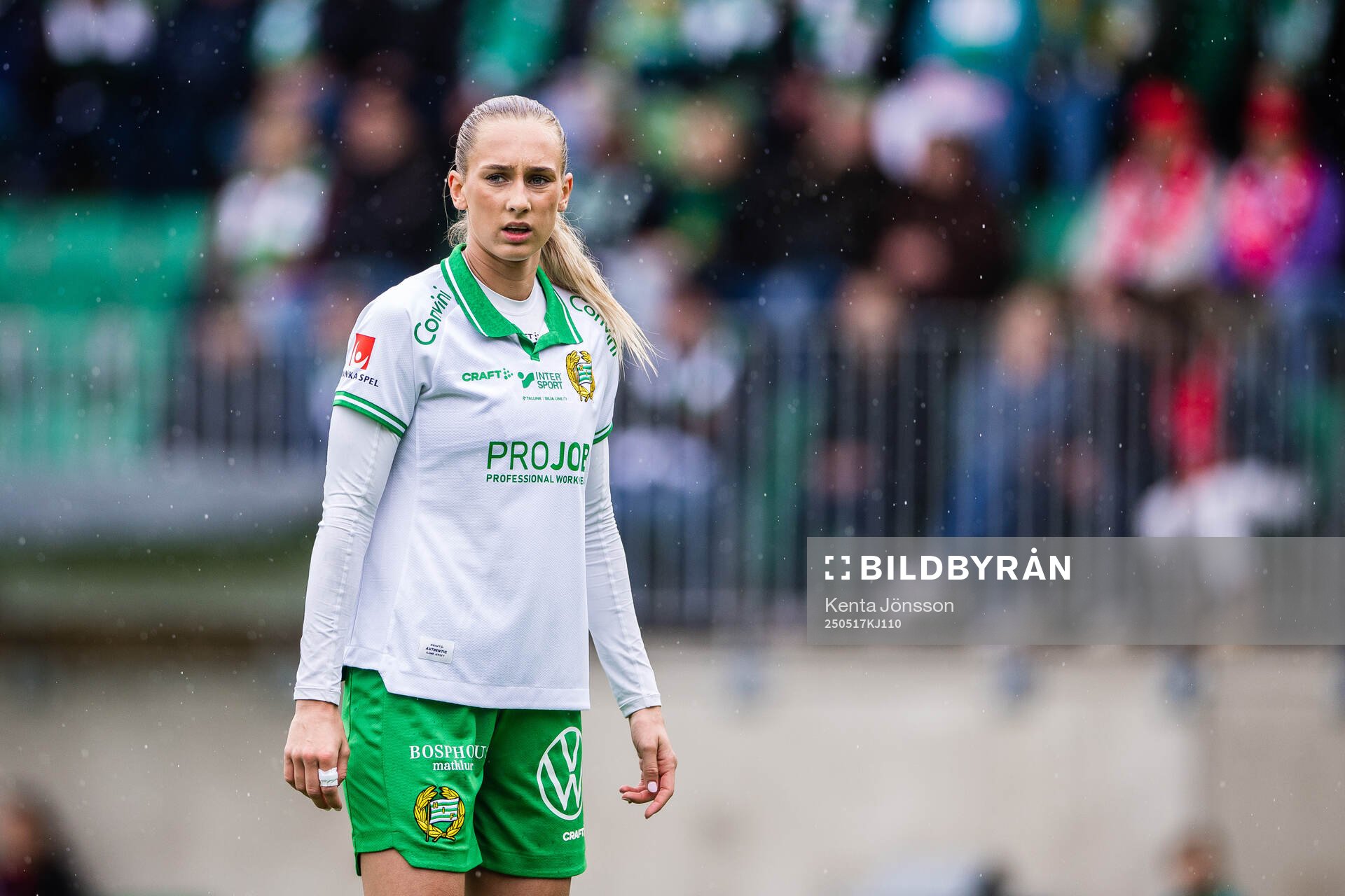 Hammarbys Ellen Wangerheim under fotbollsmatchen i Damallsvenskan mellan Hammarby och Piteå den 17 maj 2025 i Stockholm. 